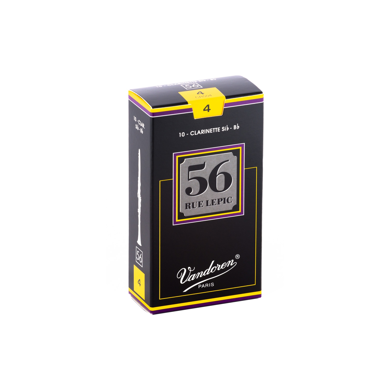 Vandoren CR504 Bb Clarinet 56 Rue Lepic Reeds Strength 4; Box of 10 