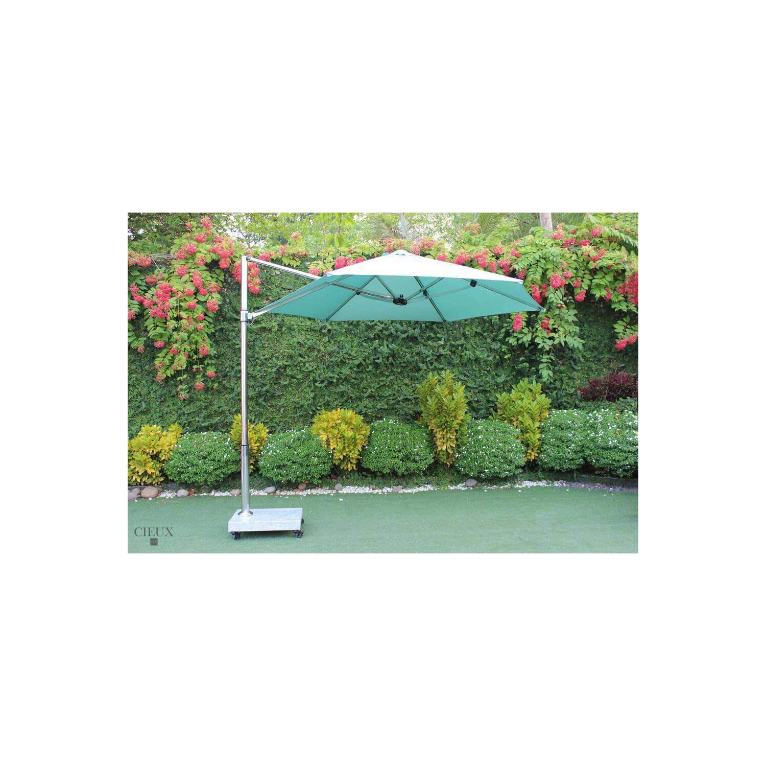Cieux Provence Sunbrella Spectrum Mist Outdoor Patio Cantilever Umbrella with Marble Base on Castors