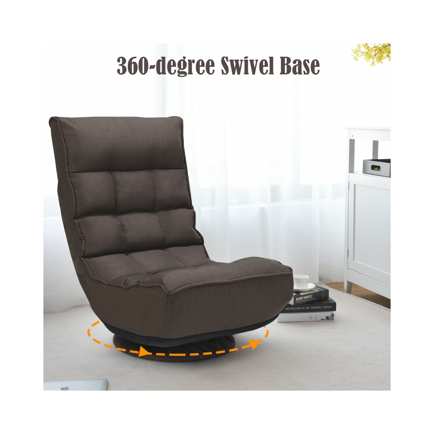 Gymax 4-Position Adjustable Sofa Chair Folding Chair 360 Degree Swivel