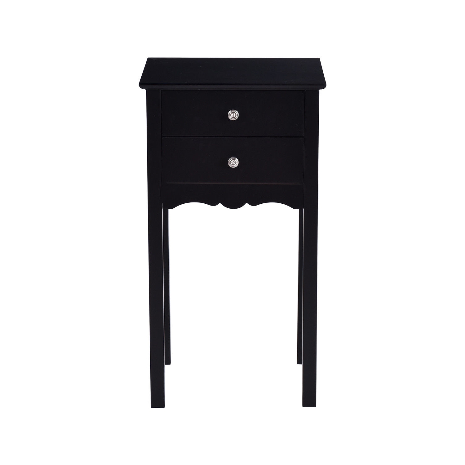 Gymax 2 PCS Side Table End Accent Table Night Stand W/ 2 Drawers Black