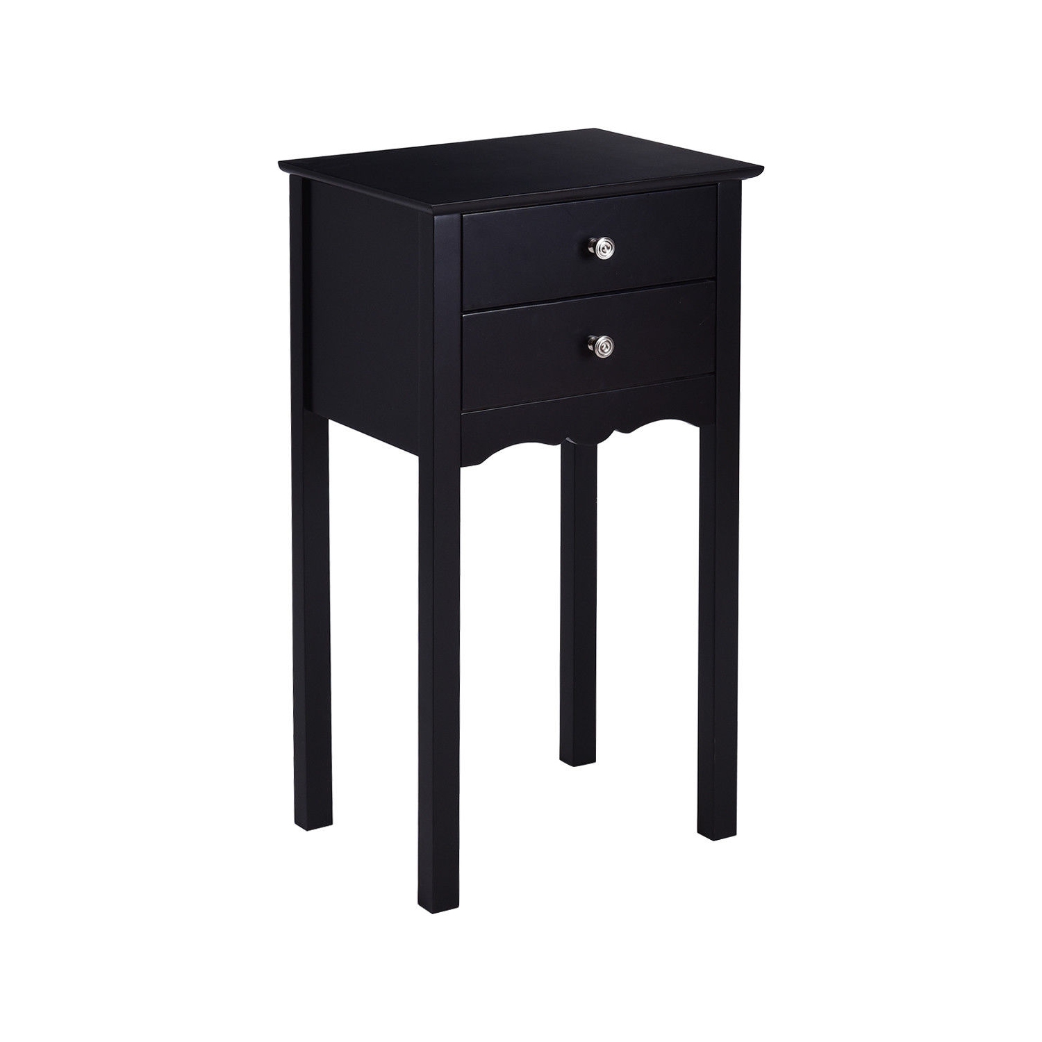 Gymax 2 PCS Side Table End Accent Table Night Stand W/ 2 Drawers Black