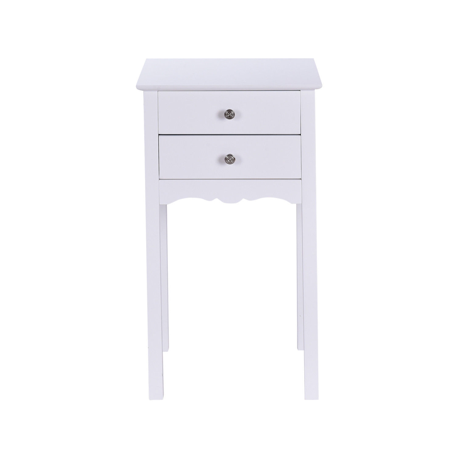 Gymax 2 PCS Side Table End Accent Table Night Stand W/ 2 Drawers White
