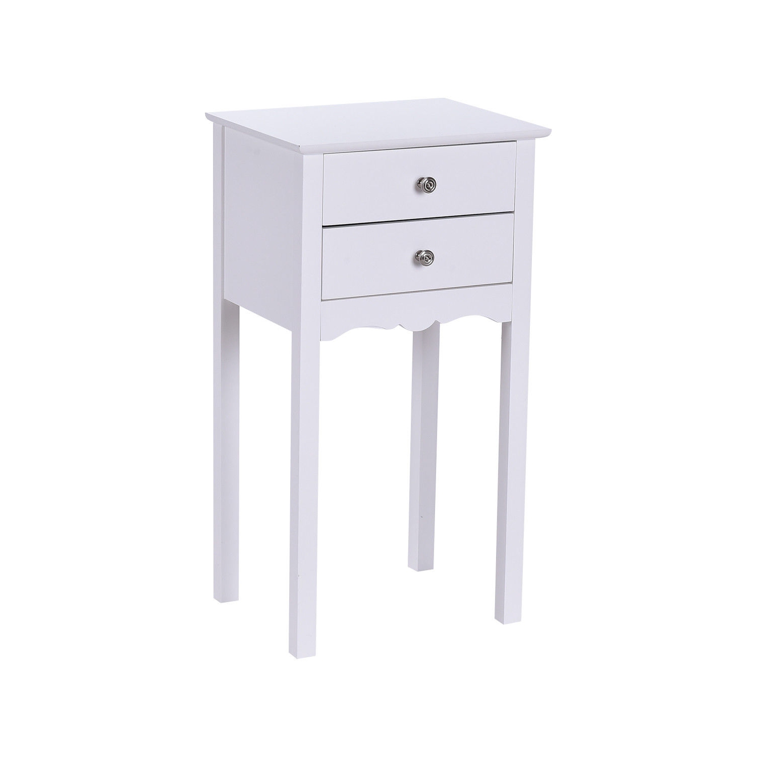 Gymax 2 PCS Side Table End Accent Table Night Stand W/ 2 Drawers White