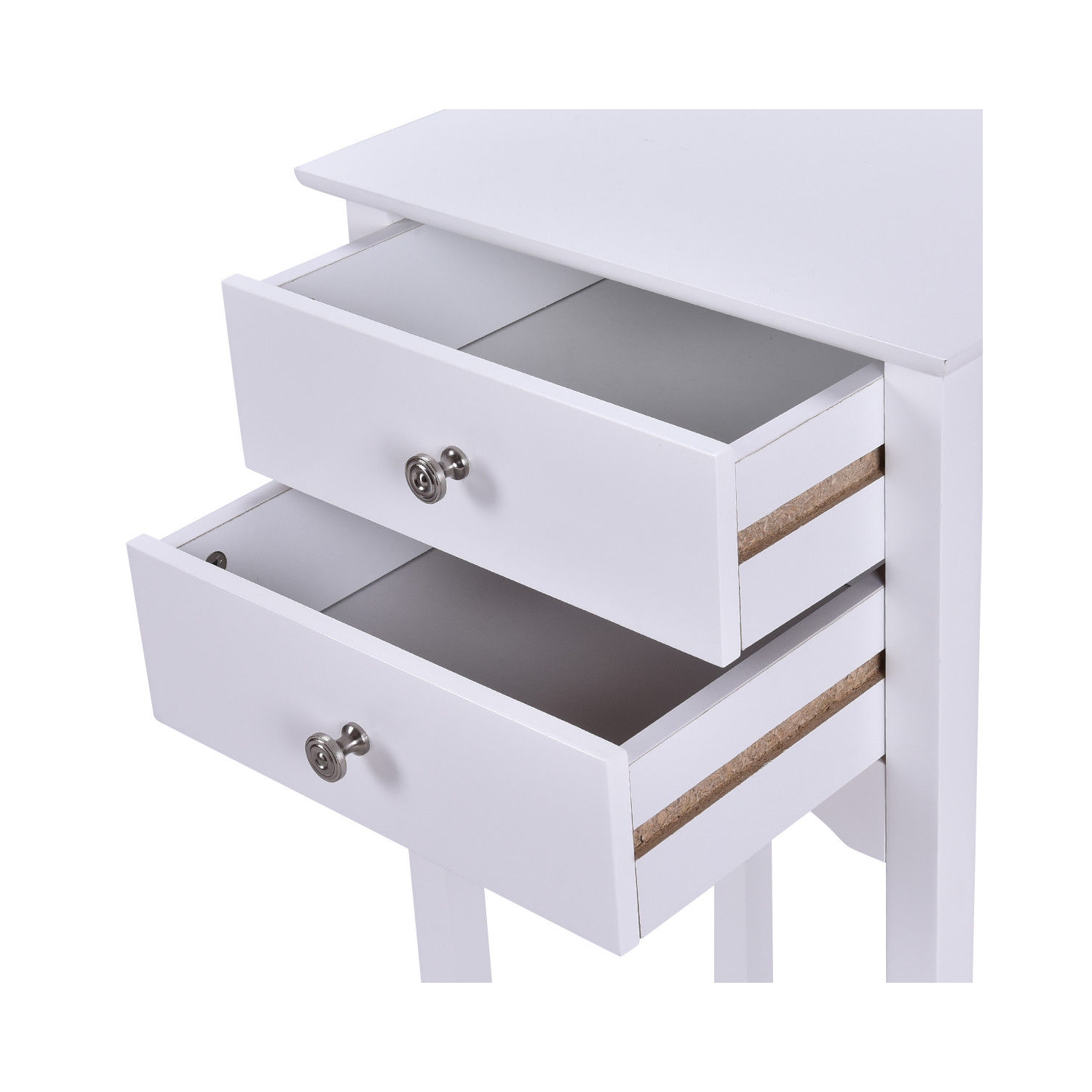 Gymax 2 PCS Side Table End Accent Table Night Stand W/ 2 Drawers White