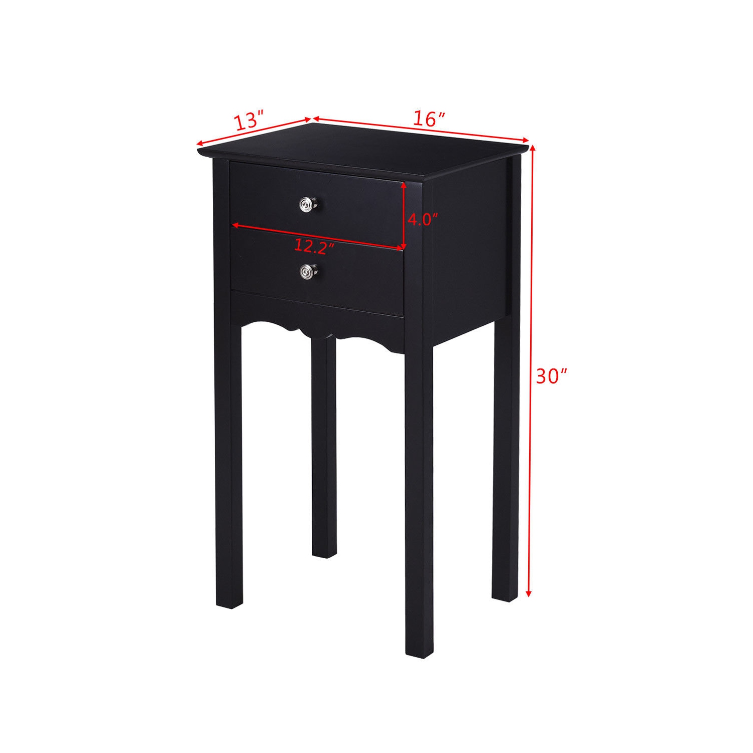 Gymax Side Table End Accent Table Night Stand W/ 2 Drawers Furniture Black