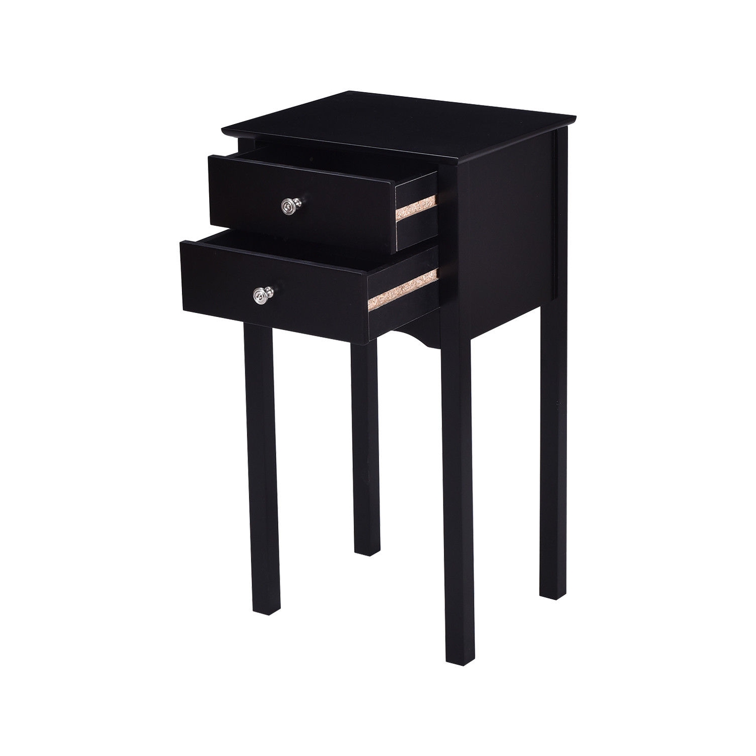 Gymax Side Table End Accent Table Night Stand W/ 2 Drawers Furniture Black