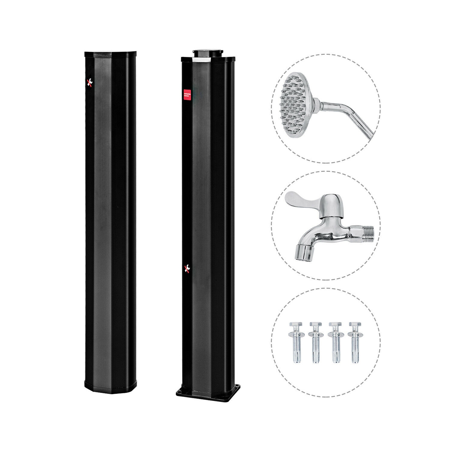 Douche solaire à économie d’énergie, 35L, eau chaude/froide, piscine/jardin, d plage etc., installation facile, noir, 220cm