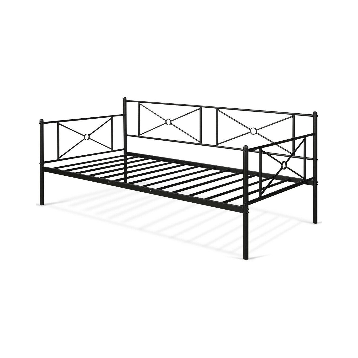 Gymax Twin Size Metal Daybed Frame Multifunctional Platform Bed Stable Steel Slats