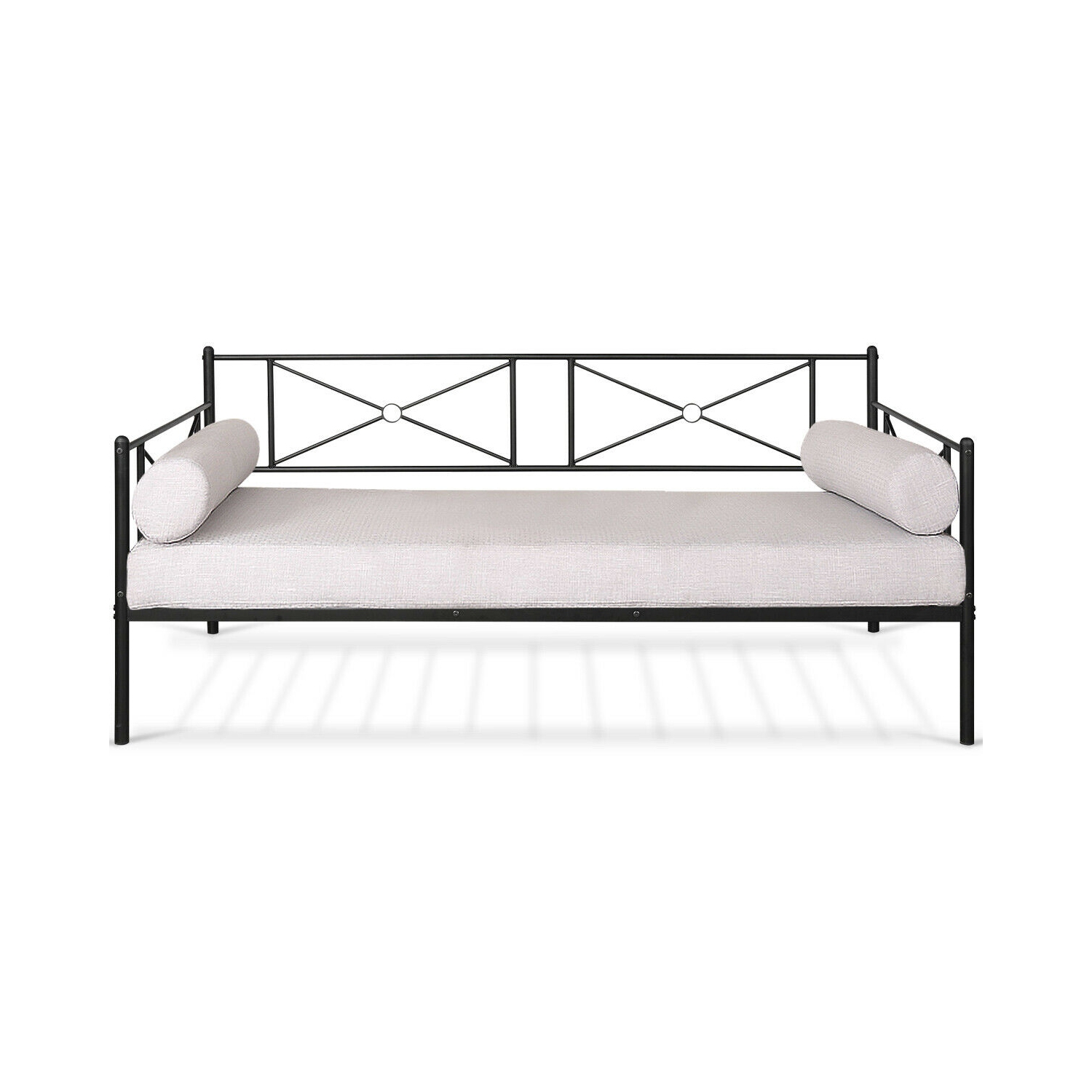 Gymax Twin Size Metal Daybed Frame Multifunctional Platform Bed Stable Steel Slats