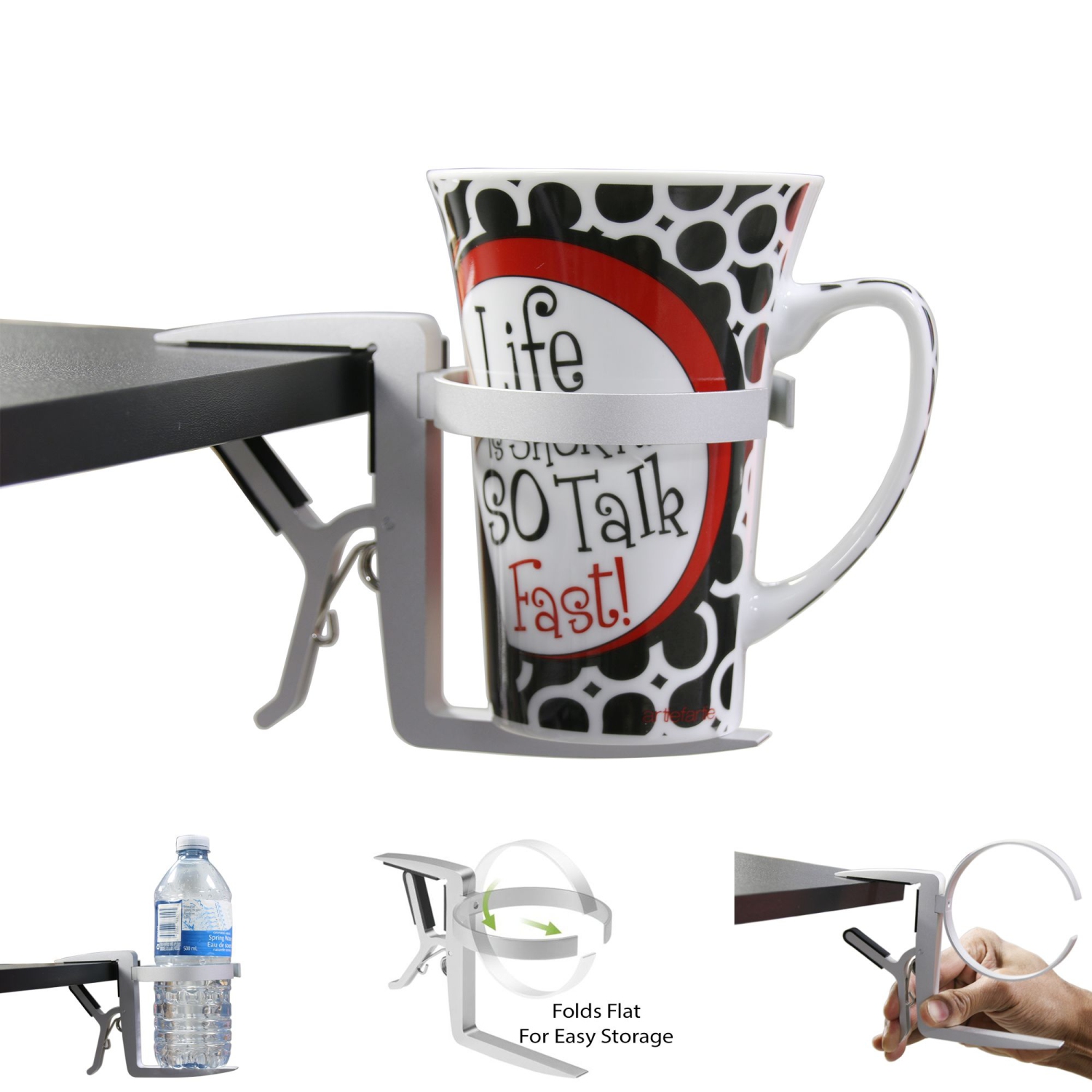 Boost Industries DCH1 Universal Aluminum Cup Holder for Water Bottles, Pop Cans, Mugs