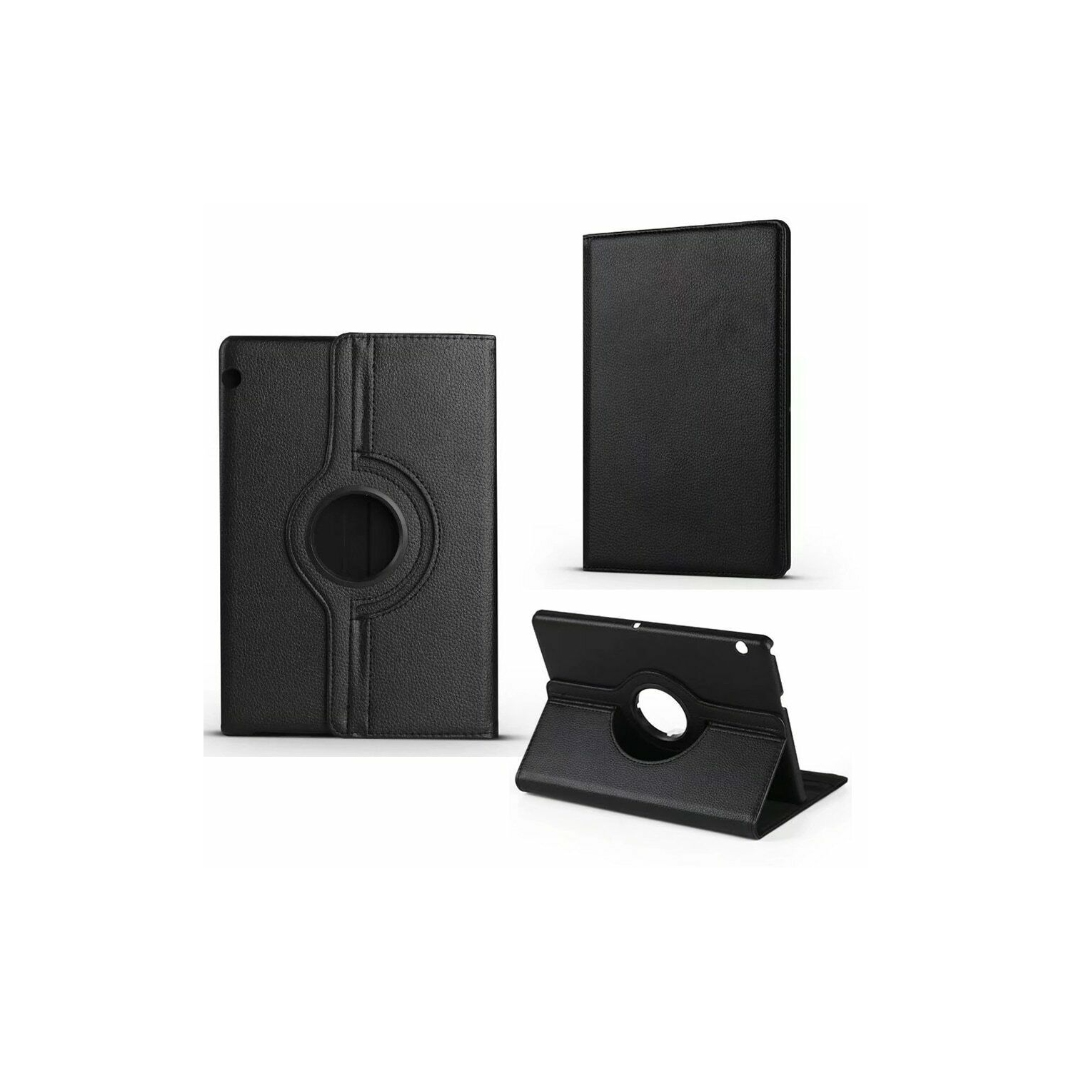 【CSmart】 360 Rotating PU Leather Stand Case Smart Cover for Huawei Mediapad T5 10 10.1", Black