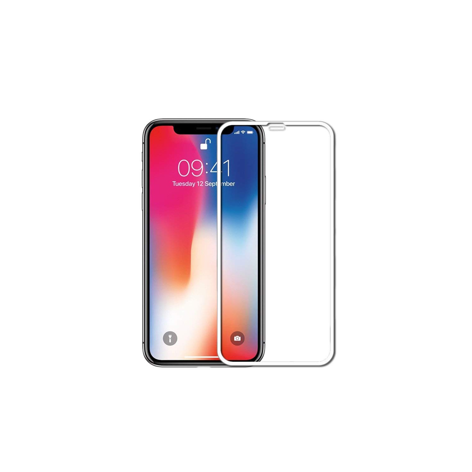 【CSmart】 compatible avec les étui Protecteur d'écran en verre trempé incurvé couverture complète pour iPhone Xr / iPhone 11, Blanc