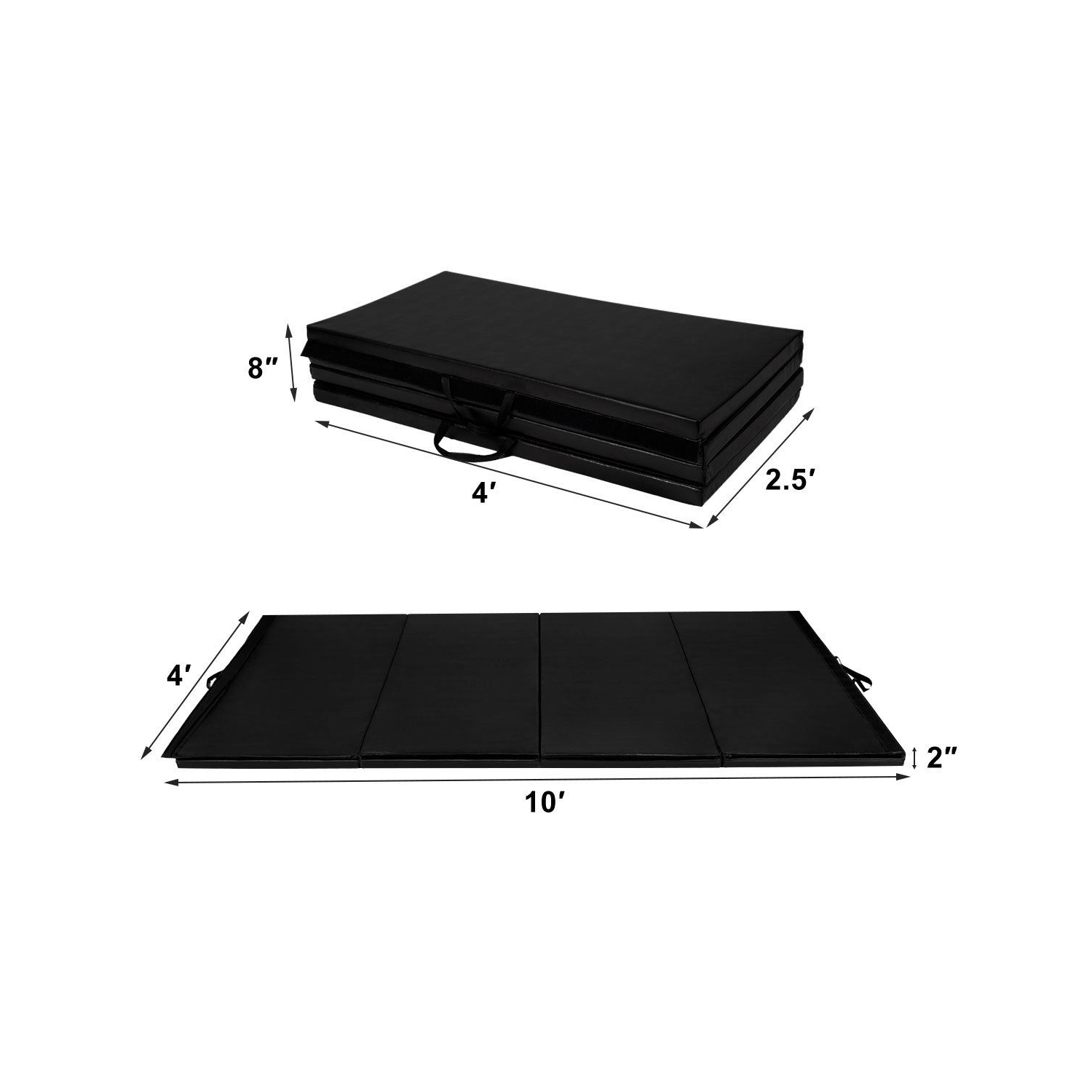 Gymax Black 4'x10'x2'' Folding Panel Gym Fitness Exercise Gymnastics Mat