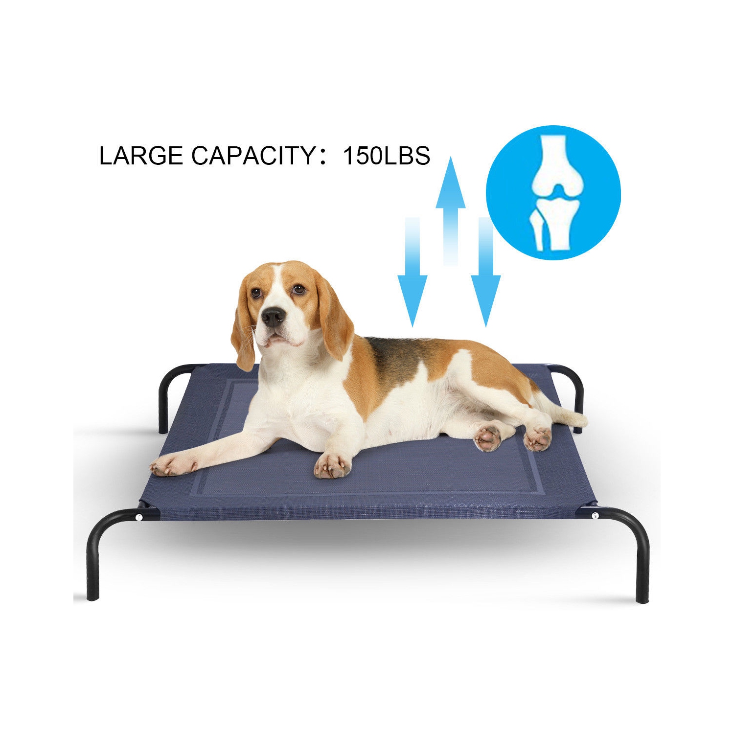 Gymax Large Dog Cat Bed Elevated Pet Cot Indoor Outdoor Camping Steel Frame Mat
