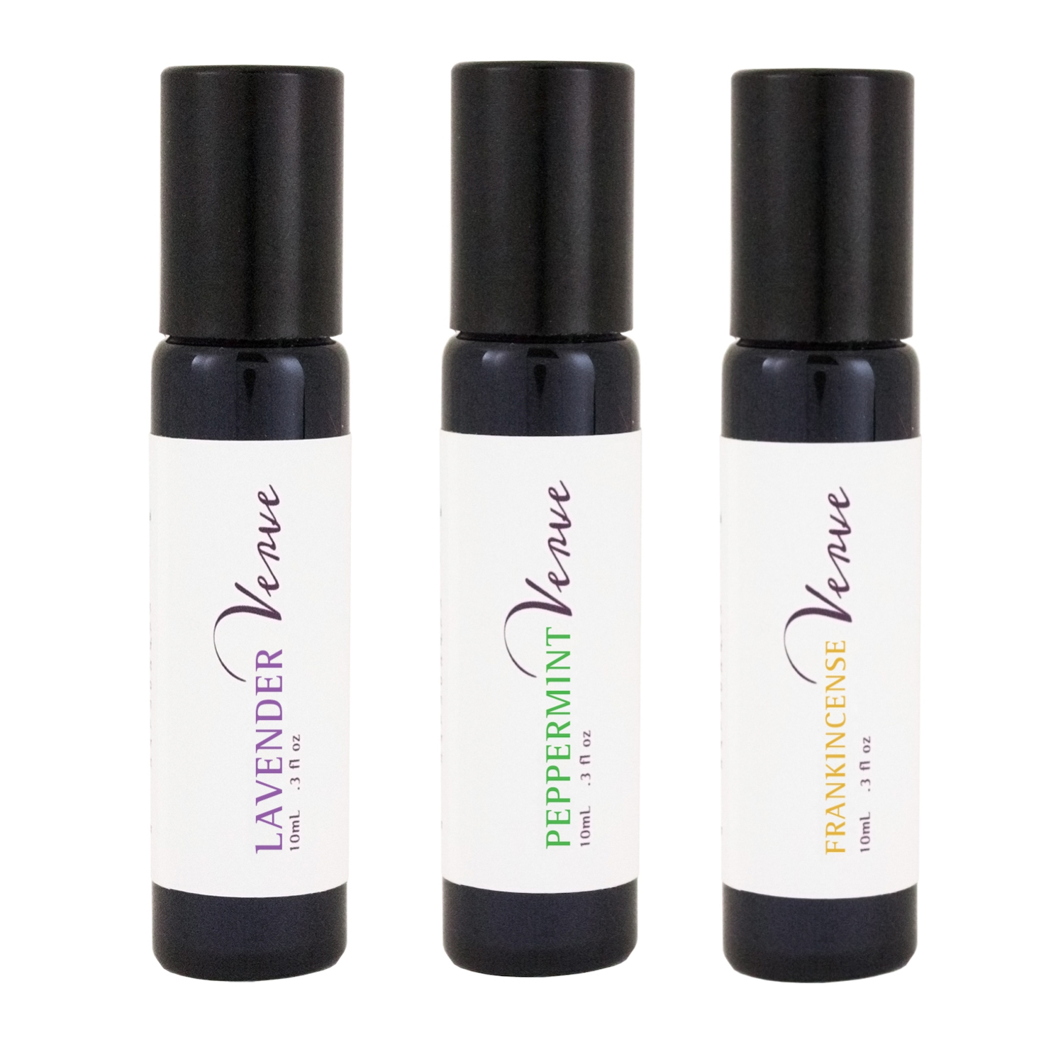 Floraverve Top 3 Essential Oils Roll-On Verve Set, 3 x 10mL, Peppermint, Lavender & Frankincense