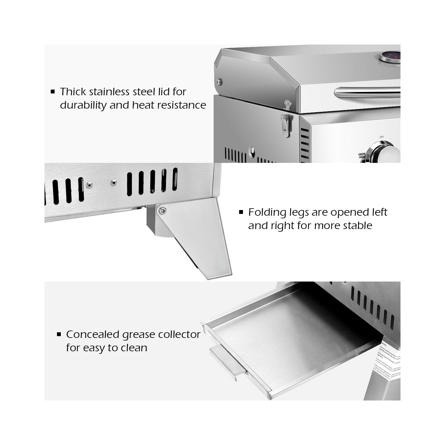 Gymax 2 Burner Portable BBQ Table Top Propane Gas Grill Stainless Steel