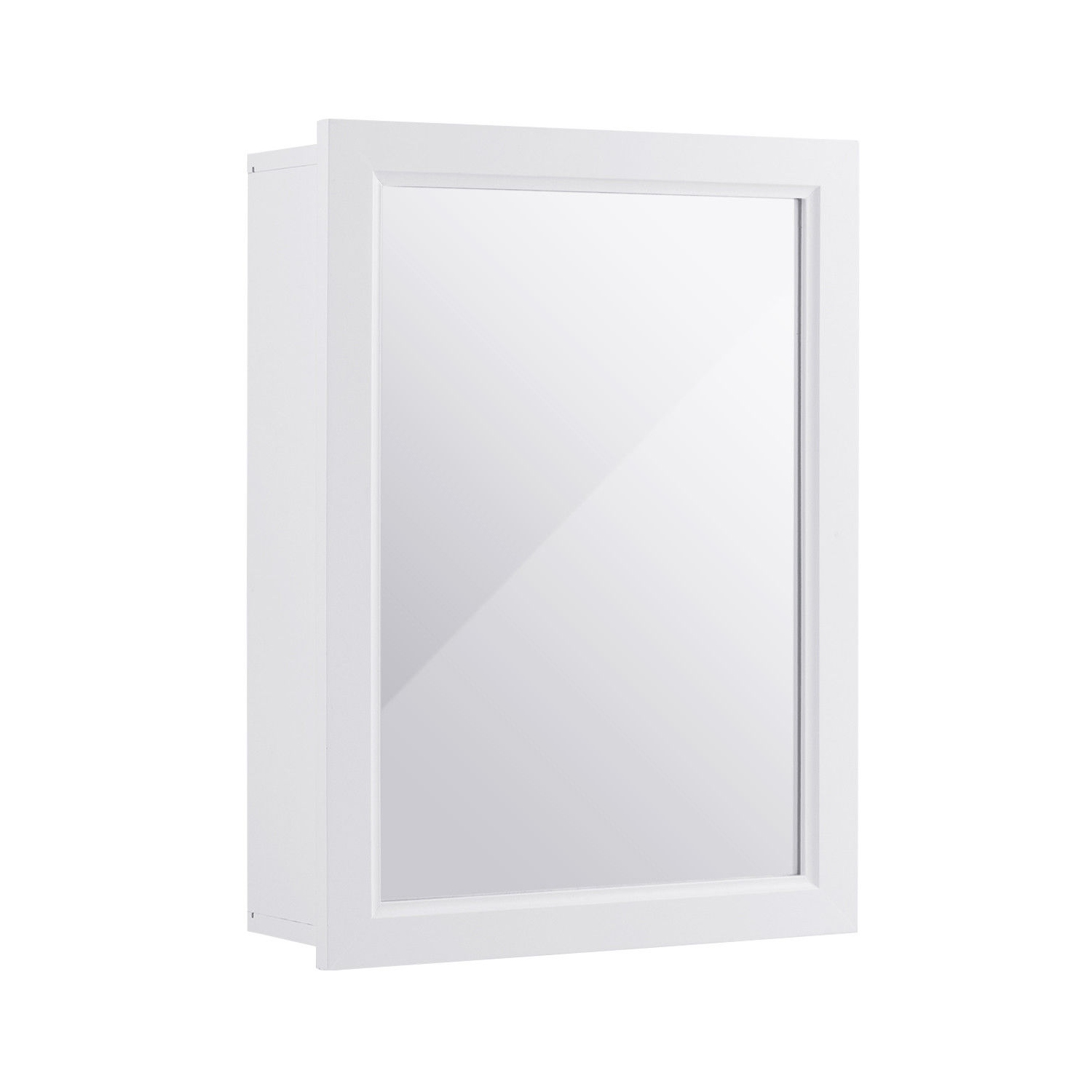 Gymax Bathroom Mirror Cabinet Wall Mounted Kitchen Medicine Storage Adjustable Shelf