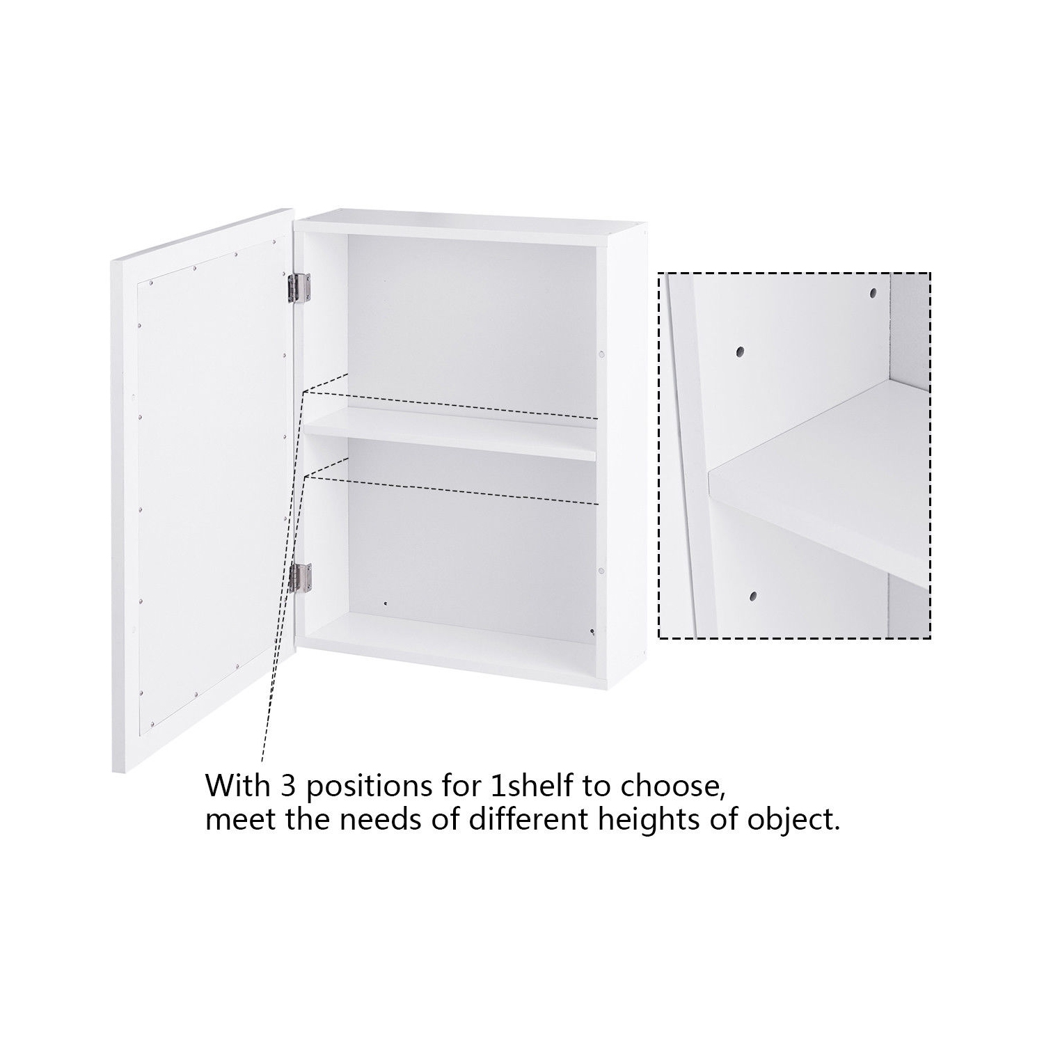 Gymax Bathroom Mirror Cabinet Wall Mounted Kitchen Medicine Storage Adjustable Shelf