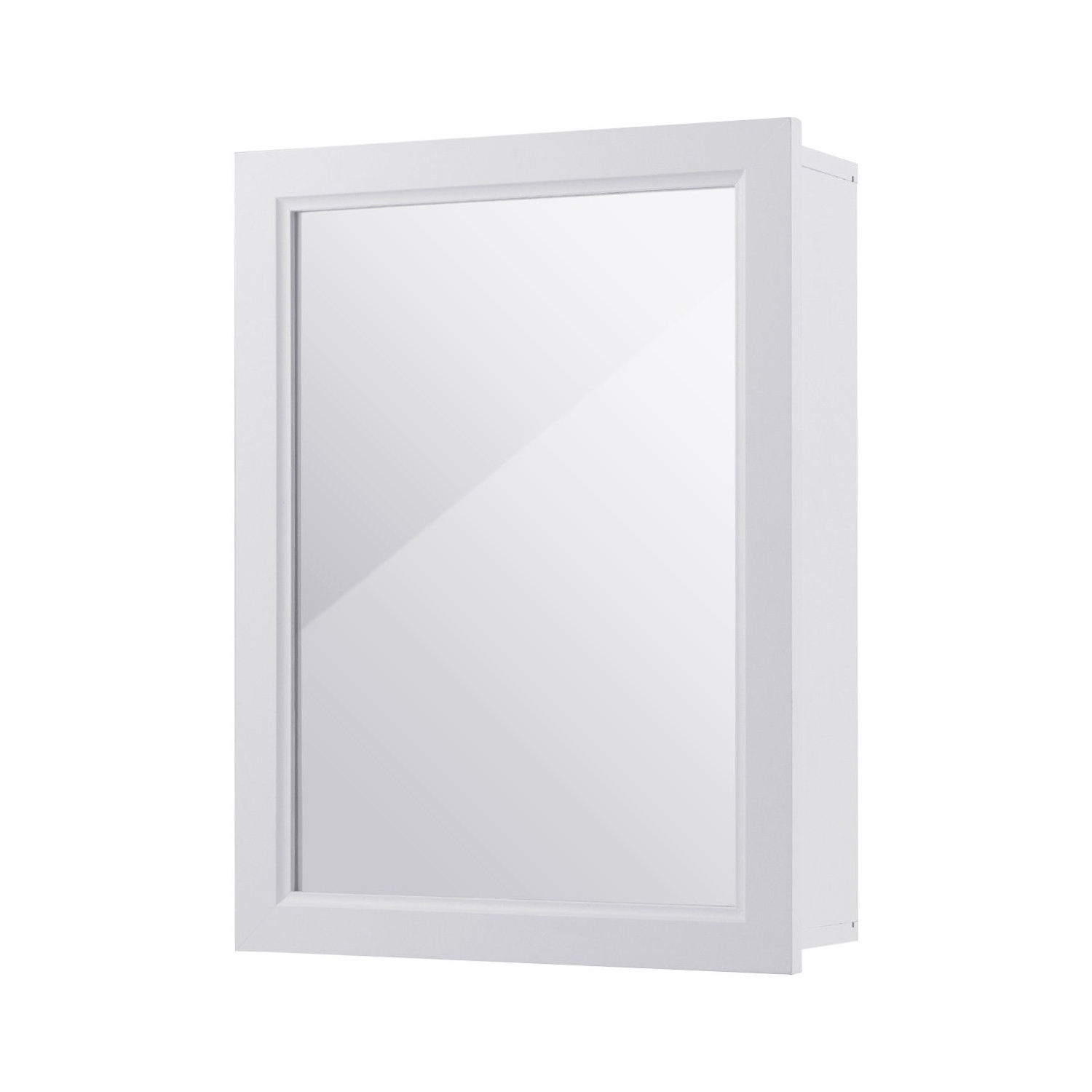 Gymax Bathroom Mirror Cabinet Wall Mounted Kitchen Medicine Storage Adjustable Shelf