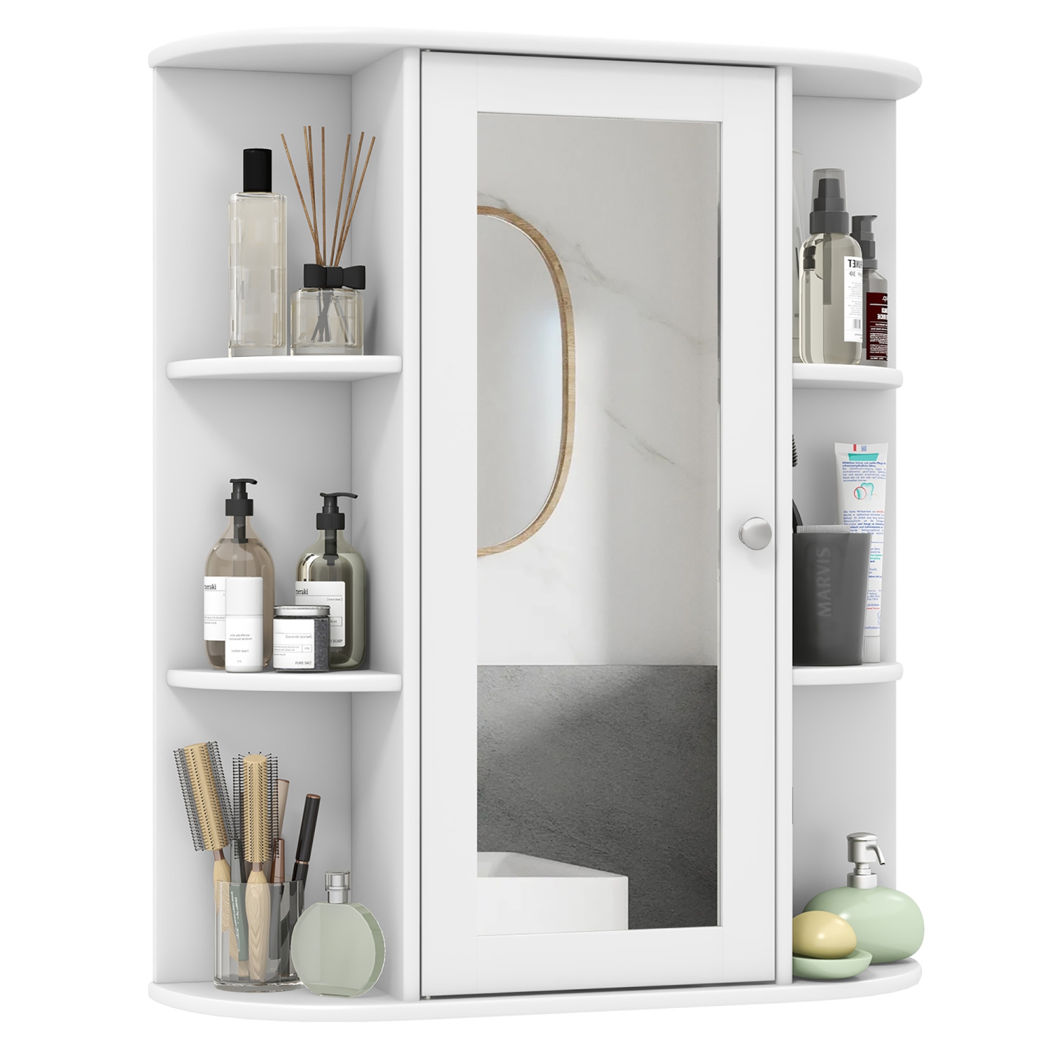 Gymax Bathroom Wall Medicine Cabinet Wall Mounted Storage Organizer w/ Mirror Door