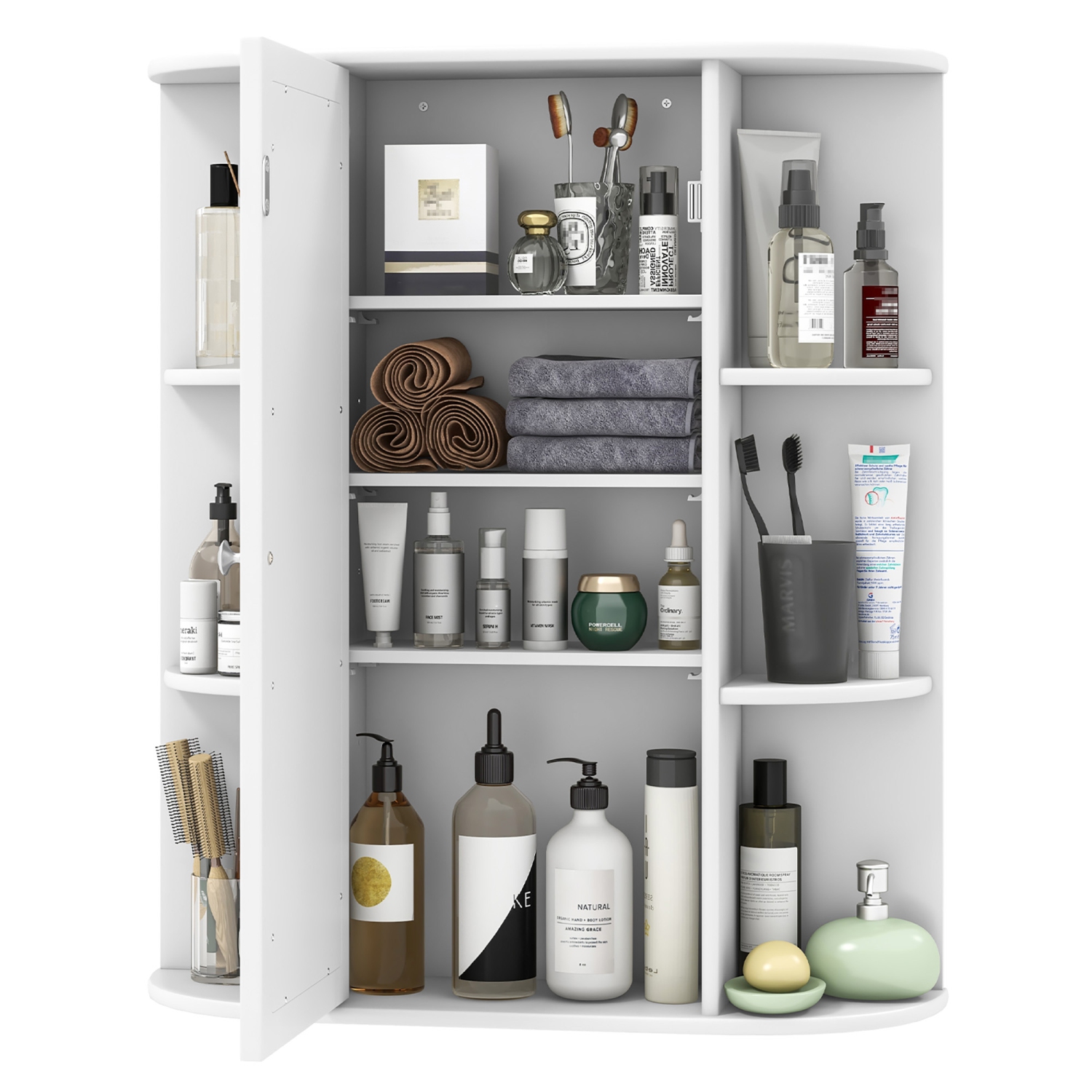 Gymax Bathroom Wall Medicine Cabinet Wall Mounted Storage Organizer w/ Mirror Door