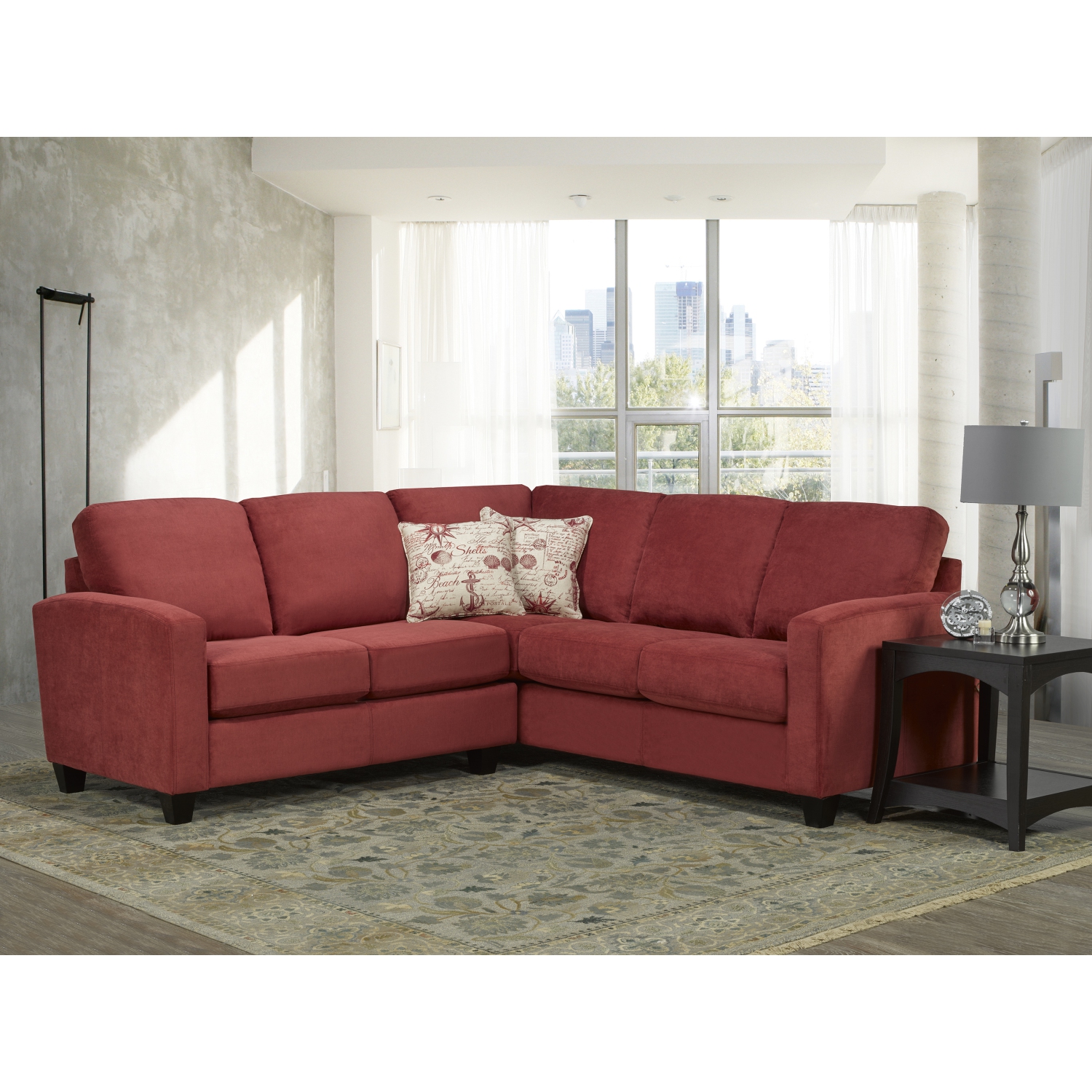 Canadian Sofa Distributions 'Roman' Red Fabric Sectional