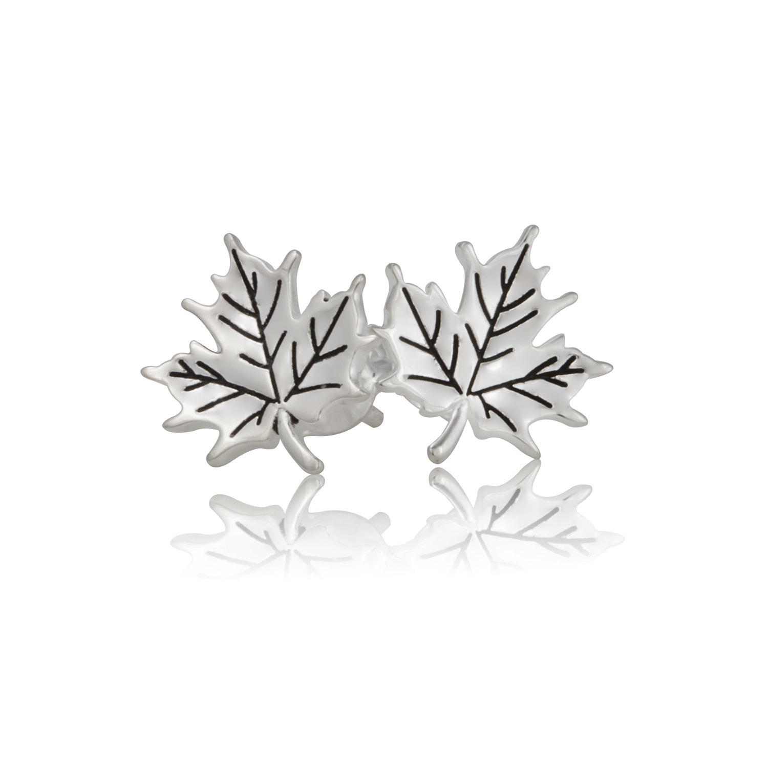 Sterling Silver Maple Leaf Stud Earrings