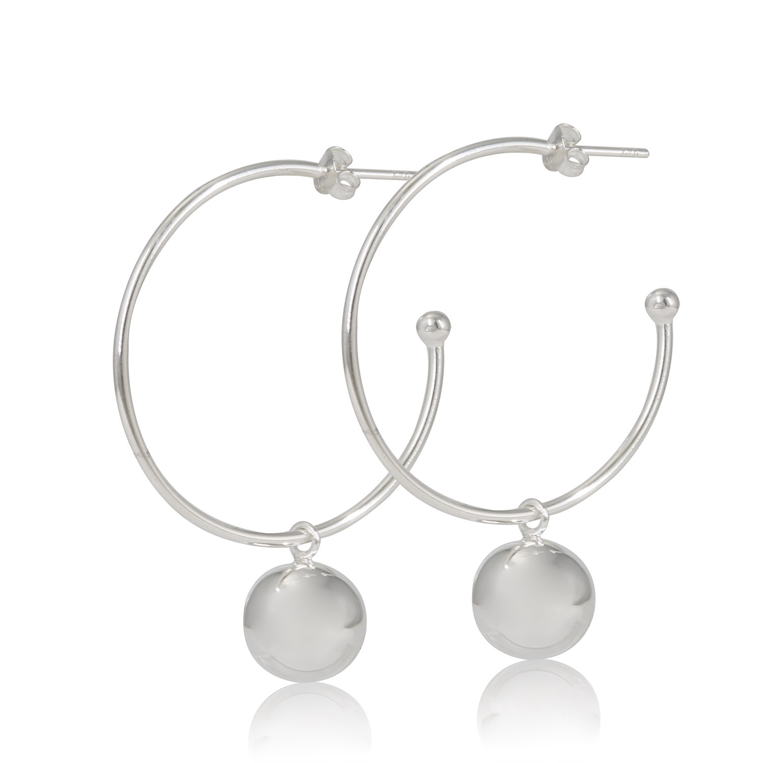 Sterling Silver 35mm Hoop With Ball