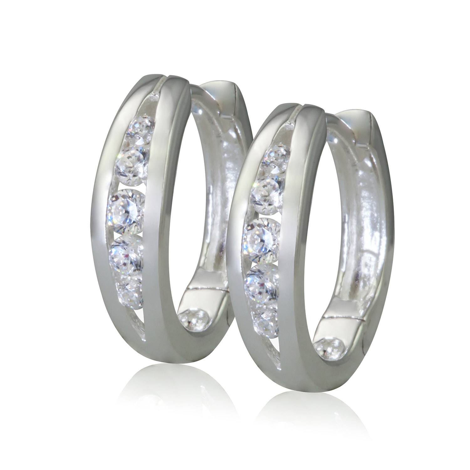 Sterling Silver Cubic Split Band Hoop