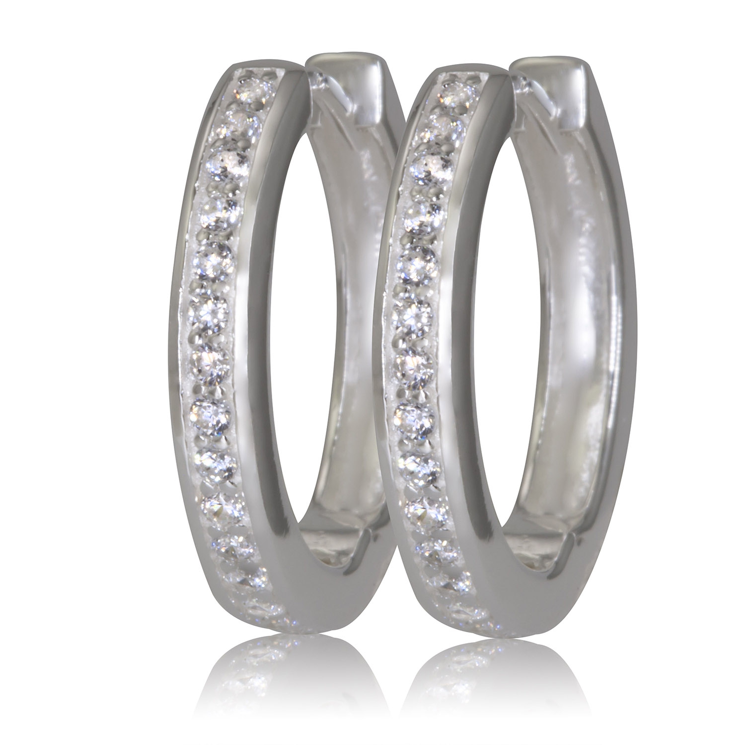 Sterling Silver Pave Set Cubic Huggies