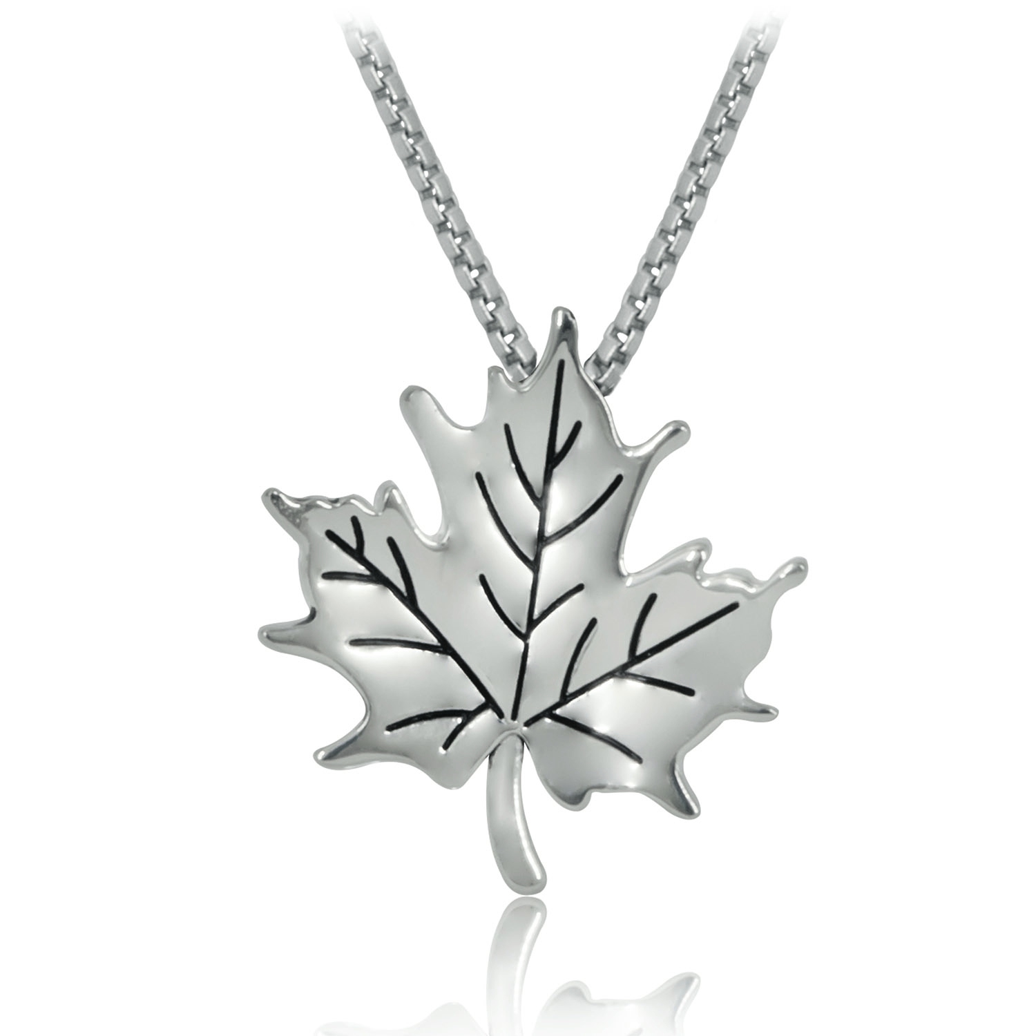 Sterling Silver Large Maple Leaf Slider Pendant