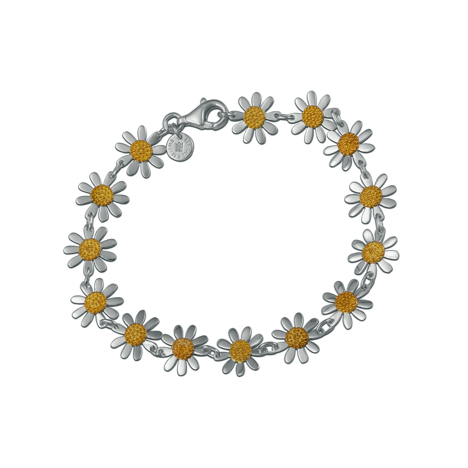 Sterling Silver &14kt Plate Daisy Bracelet