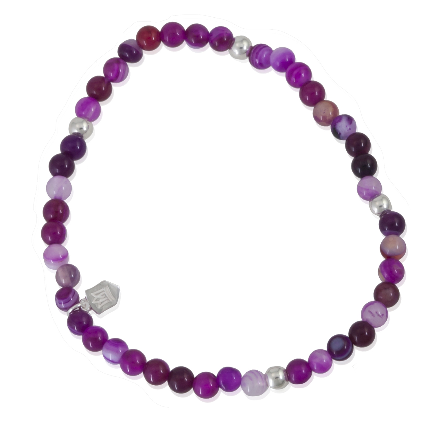 Sterling Silver Pink Agate Bead Bracelet