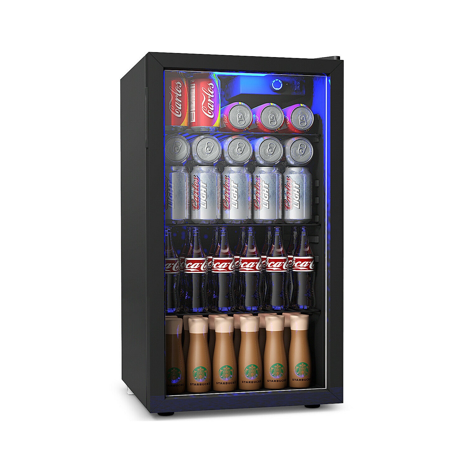 Gymax 120-Can Freestanding Beverage Cooler - Black