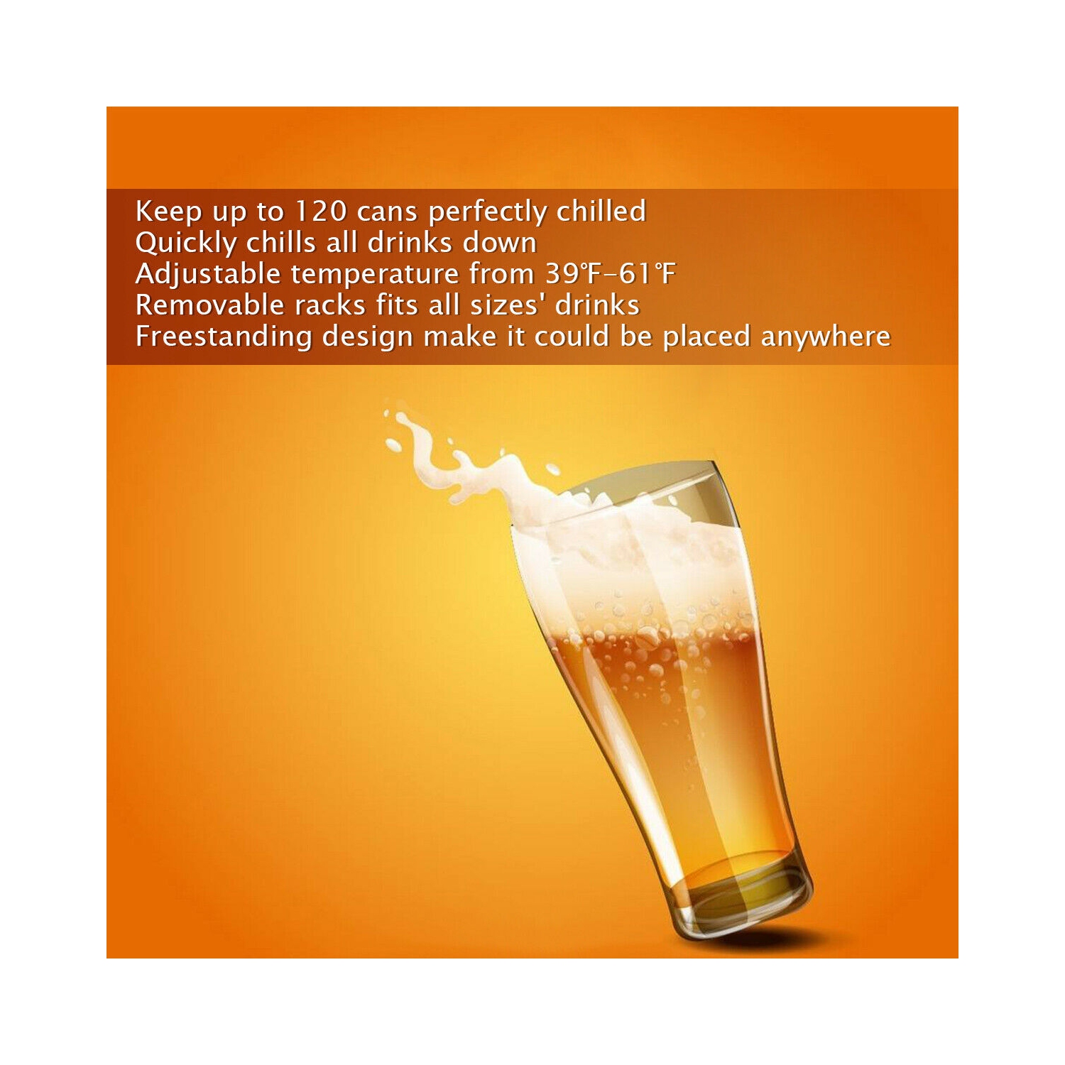 Gymax 120-Can Freestanding Beverage Cooler - Black