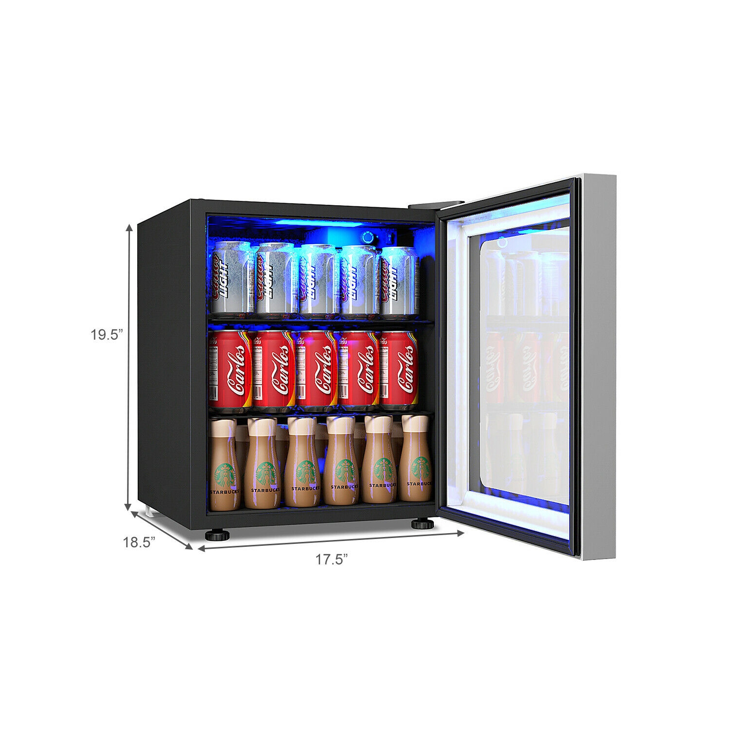 Gymax 60 Can Beverage Refrigerator Beer Wine Soda Drink Cooler Mini Fridge Glass Door