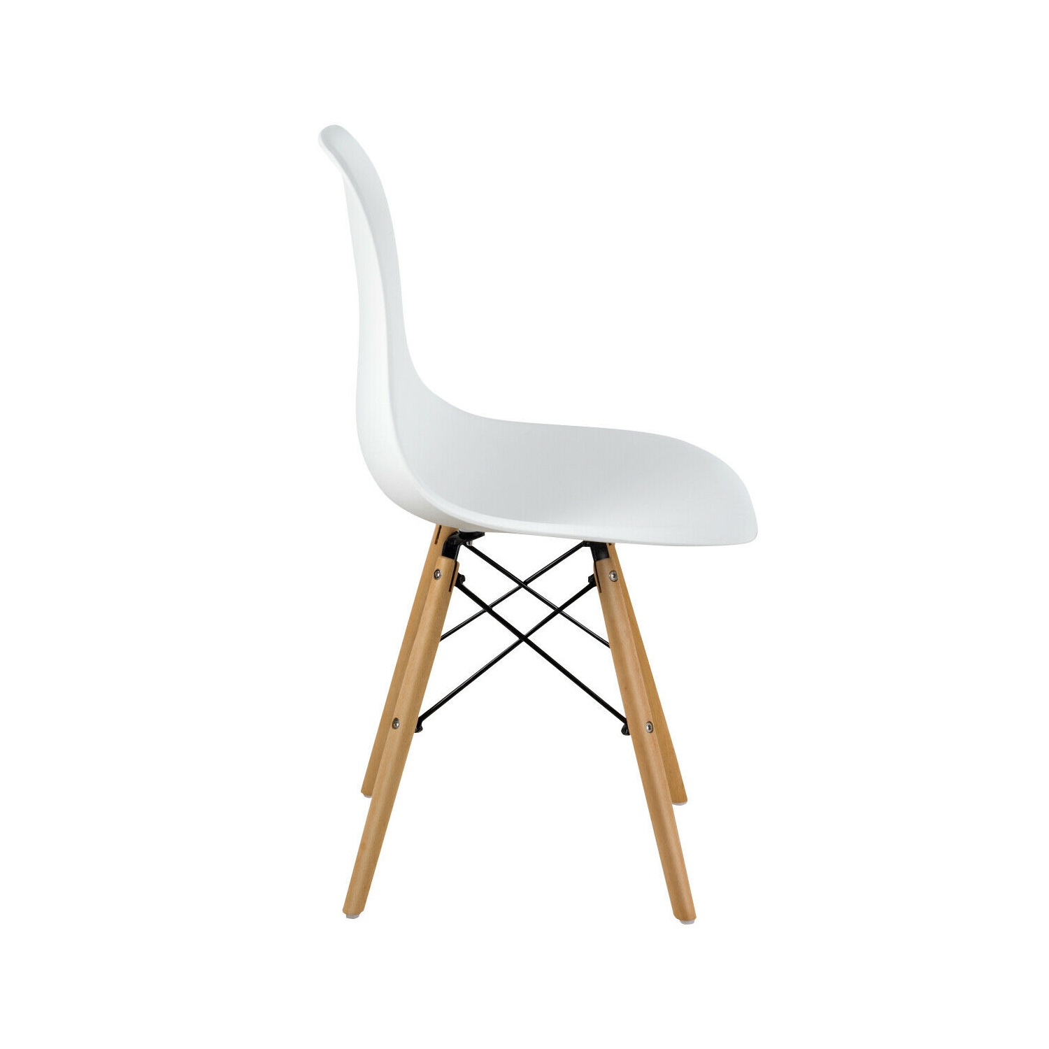 Gymax Set of 4 Modern Dining Side Chair Armless Home Office w/ Wood Legs White