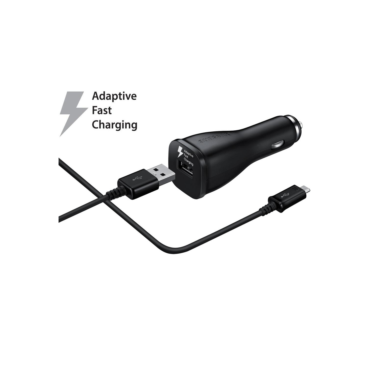 QC2.0 15W Adaptive Fast Car Charger Set & Mirco USB Cable for Samsung Galaxy S4 S6 S7 Edge Plus / Note 4 5 Edge, Black