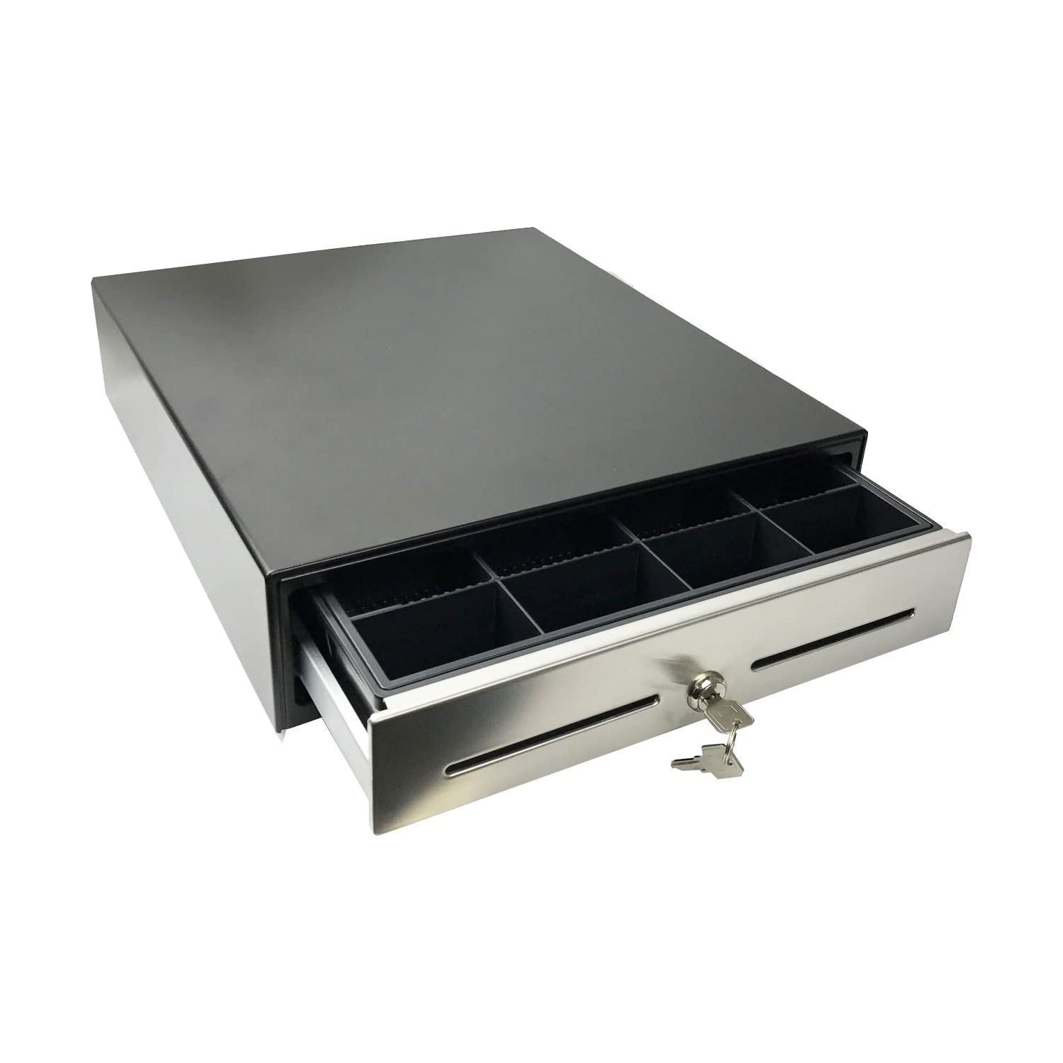 ANGEL POS 16" x 14" Automatic Open Portable CA & US Bill Point of Sale Cash Drawer with Key-Lock & Stainless Steel Front