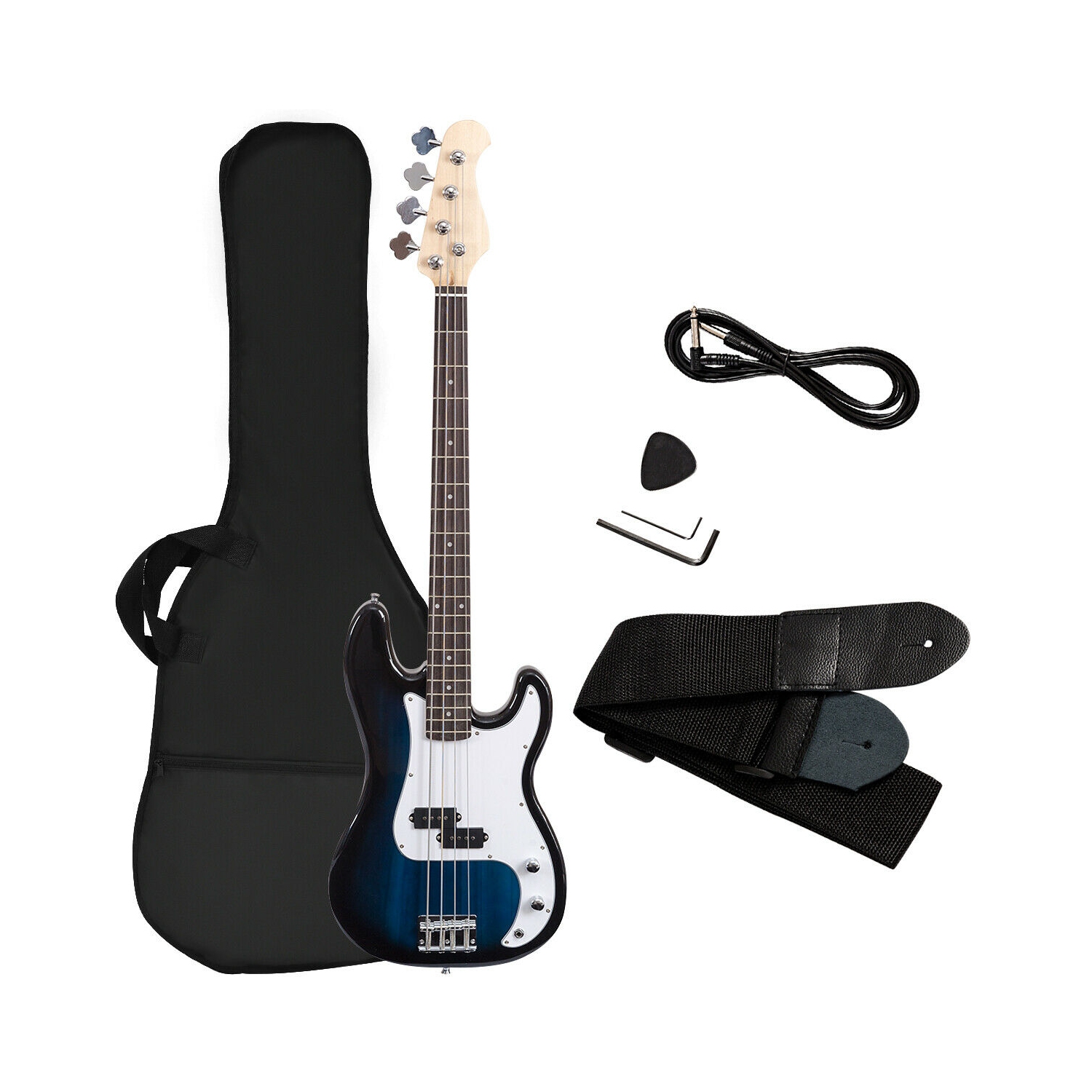 Full Size 4 String Electric Bass Guitar Blue