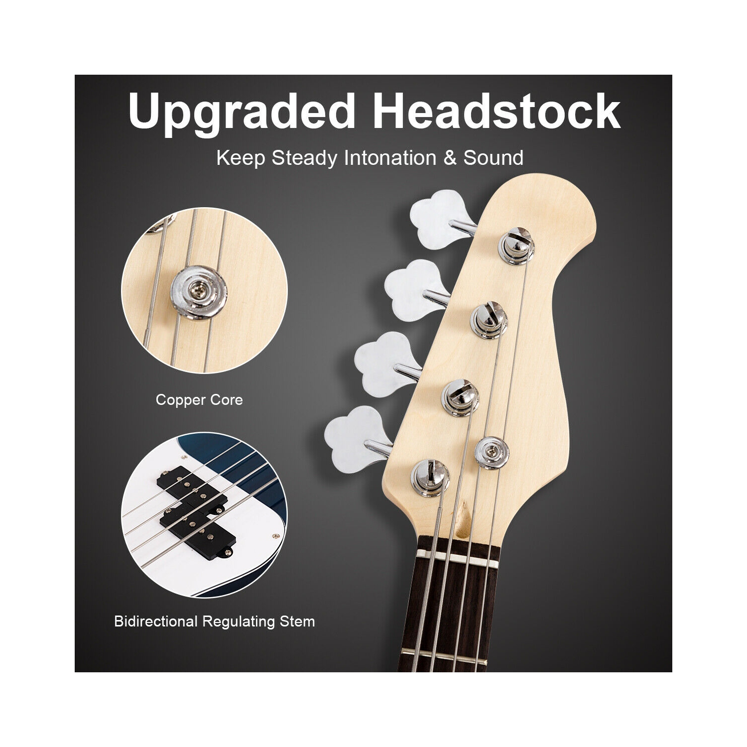 Full Size 4 String Electric Bass Guitar Blue