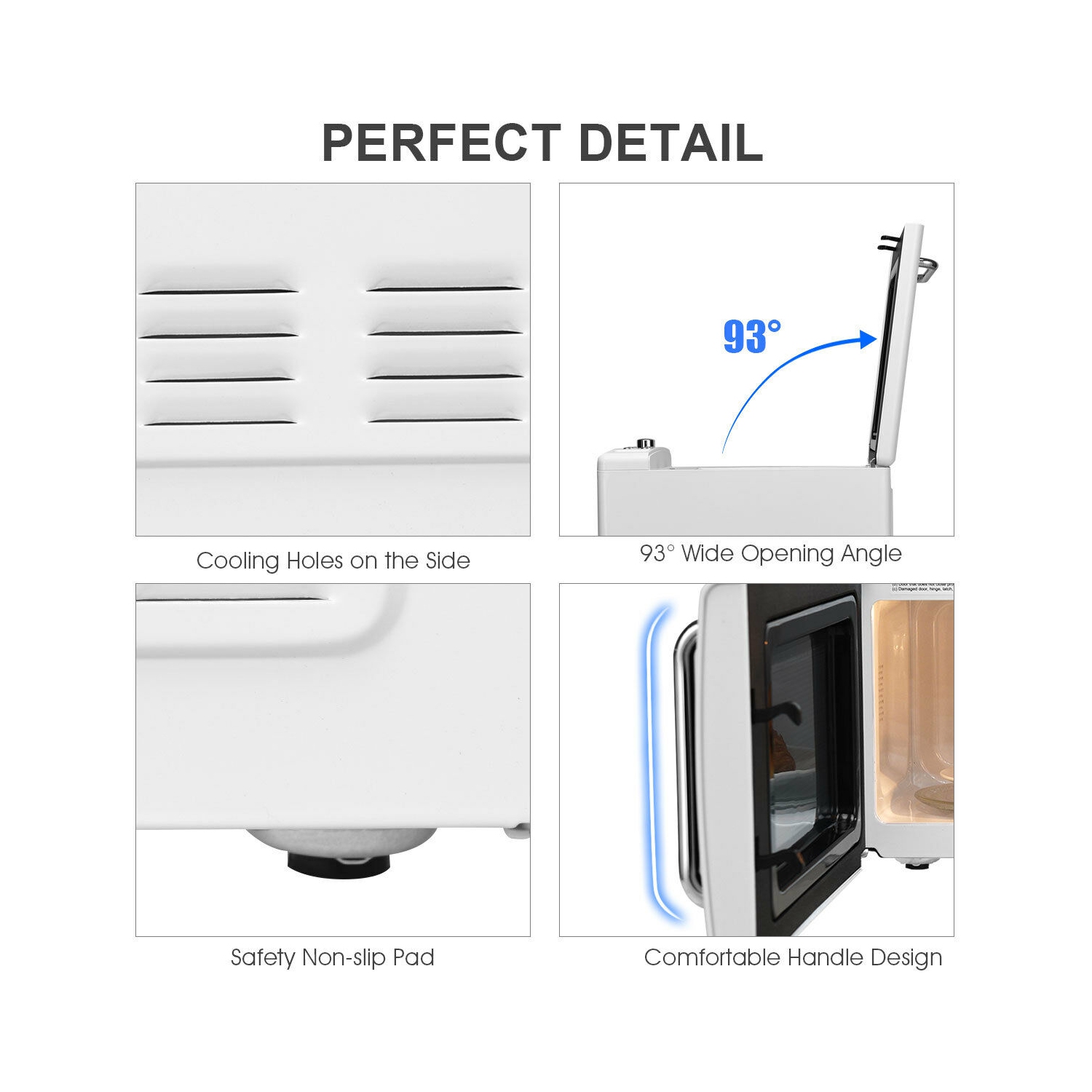 Costway 0.7Cu.ft Retro Countertop Microwave Oven - 700W LED Display - Glass Turntable - White