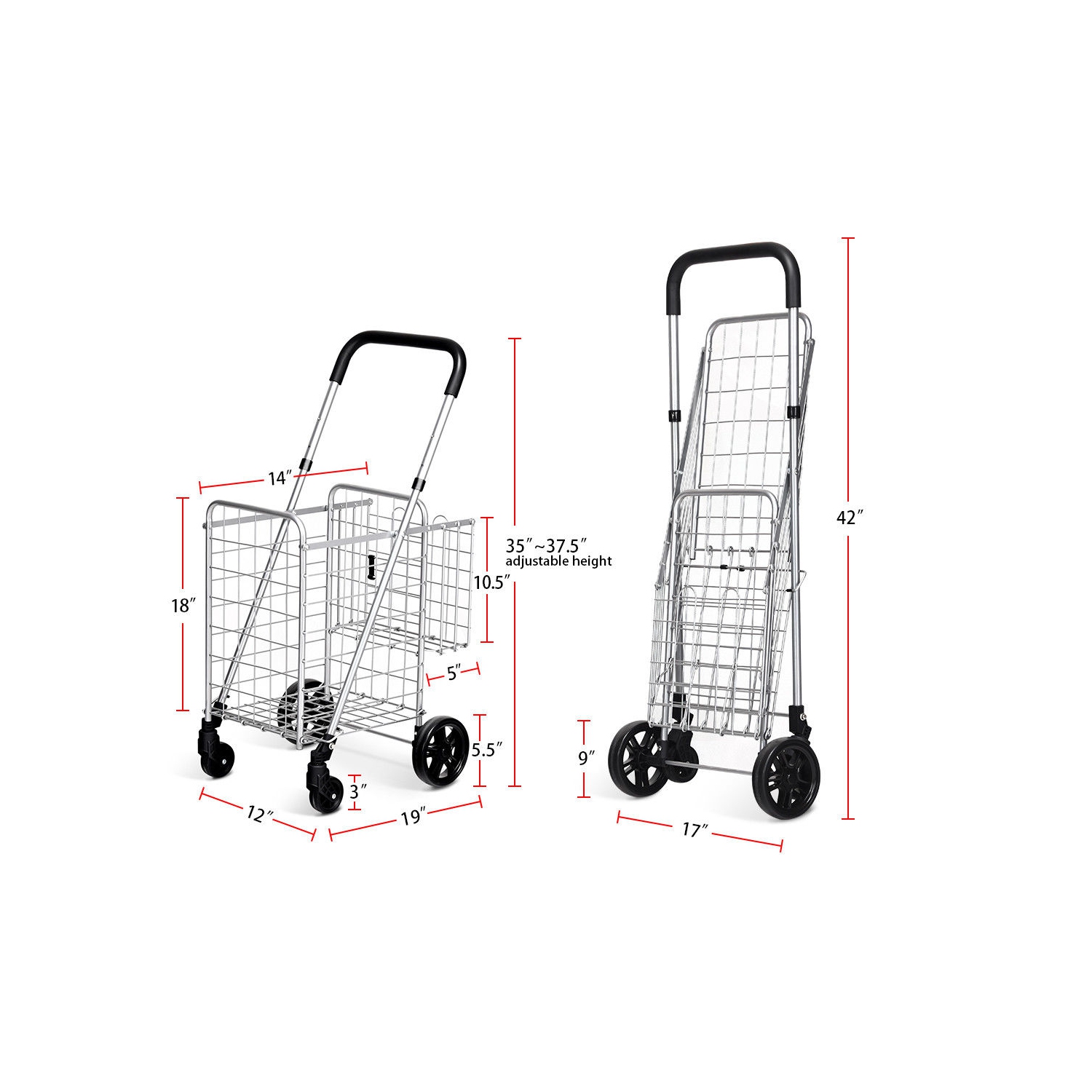 Chariot pliant à roulettes pour gros paniers de Costway, poignée réglable