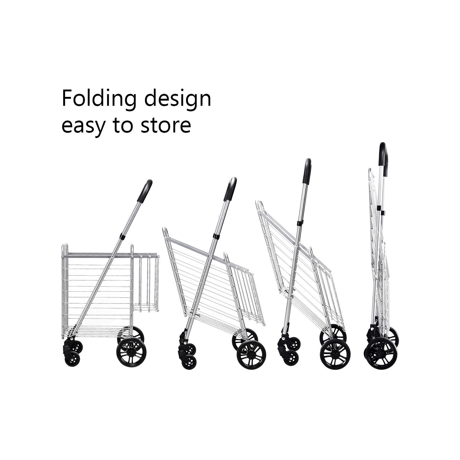 Chariot pliant à roulettes pour gros paniers de Costway, poignée réglable