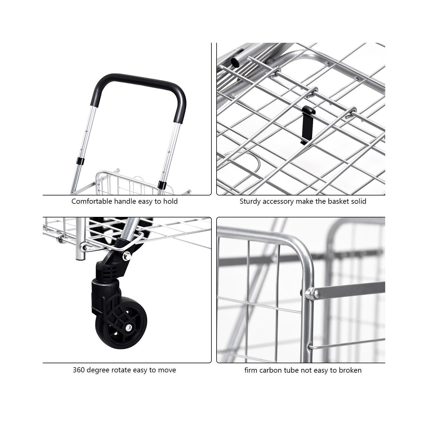 Chariot pliant à roulettes pour gros paniers de Costway, poignée réglable
