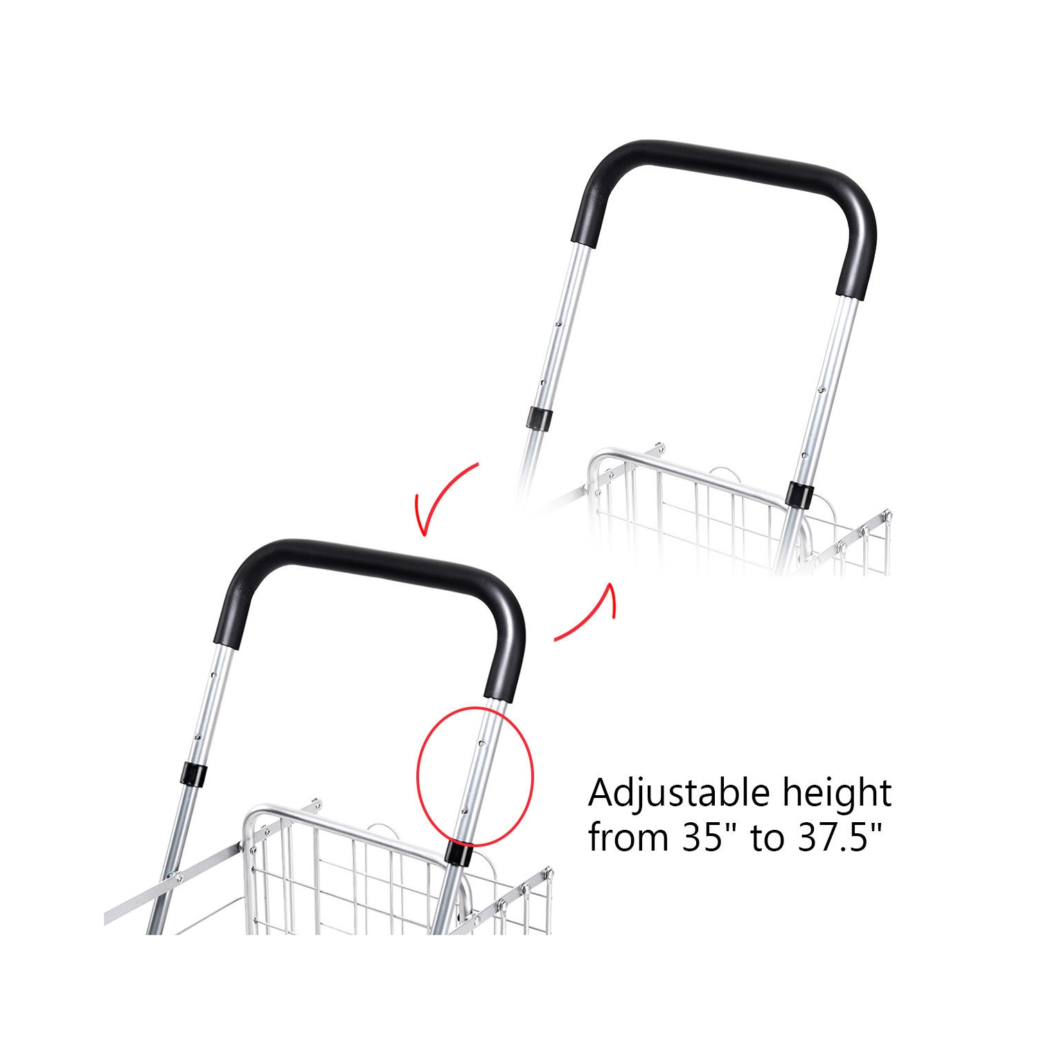Chariot pliant à roulettes pour gros paniers de Costway, poignée réglable