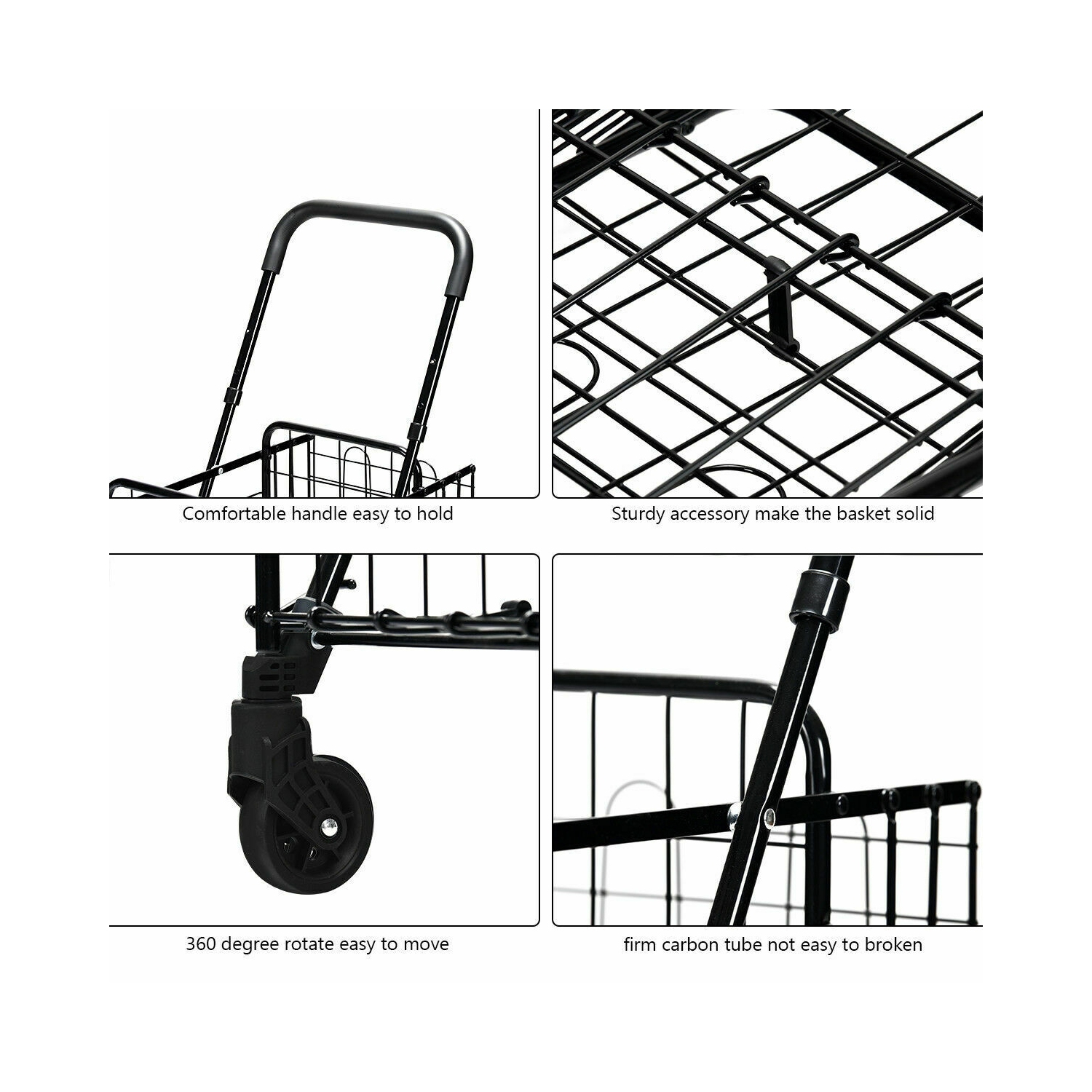 Chariot pliant à roulettes pour gros paniers de Costway, poignée réglable