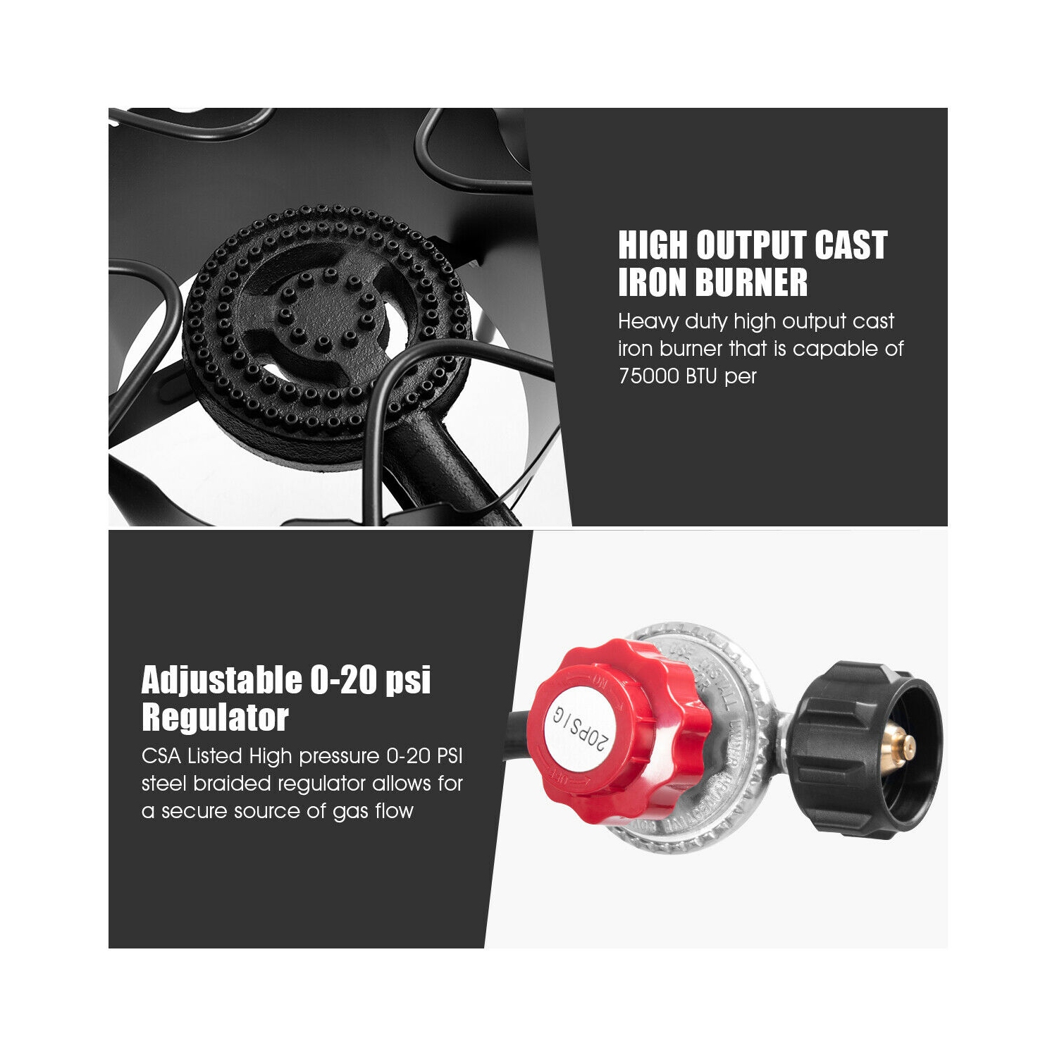 Costway Portable Propane 225,000-BTU 3 Burner Gas Cooker Outdoor Camp Stove BBQ