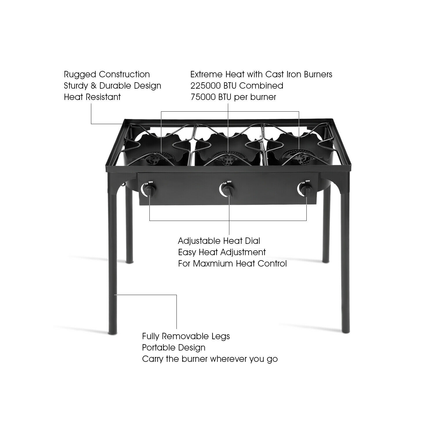 Goplus Portable Propane Btu Burner Gas Cooker Outdoor Camp Stove Bbq