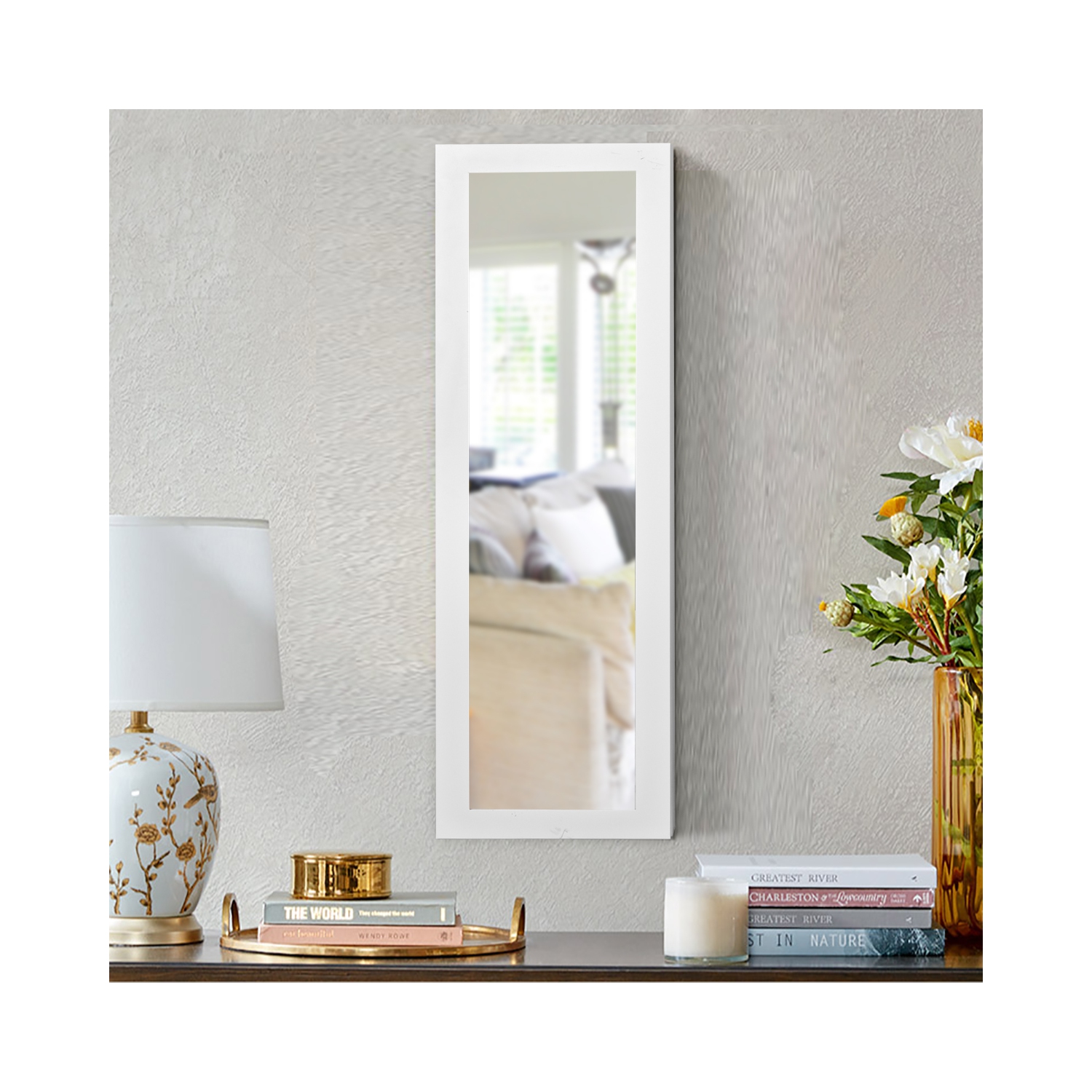 Costway Wall & Door Mounted Mirrored Jewelry Cabinet Armoire Organizer Storage LED Light